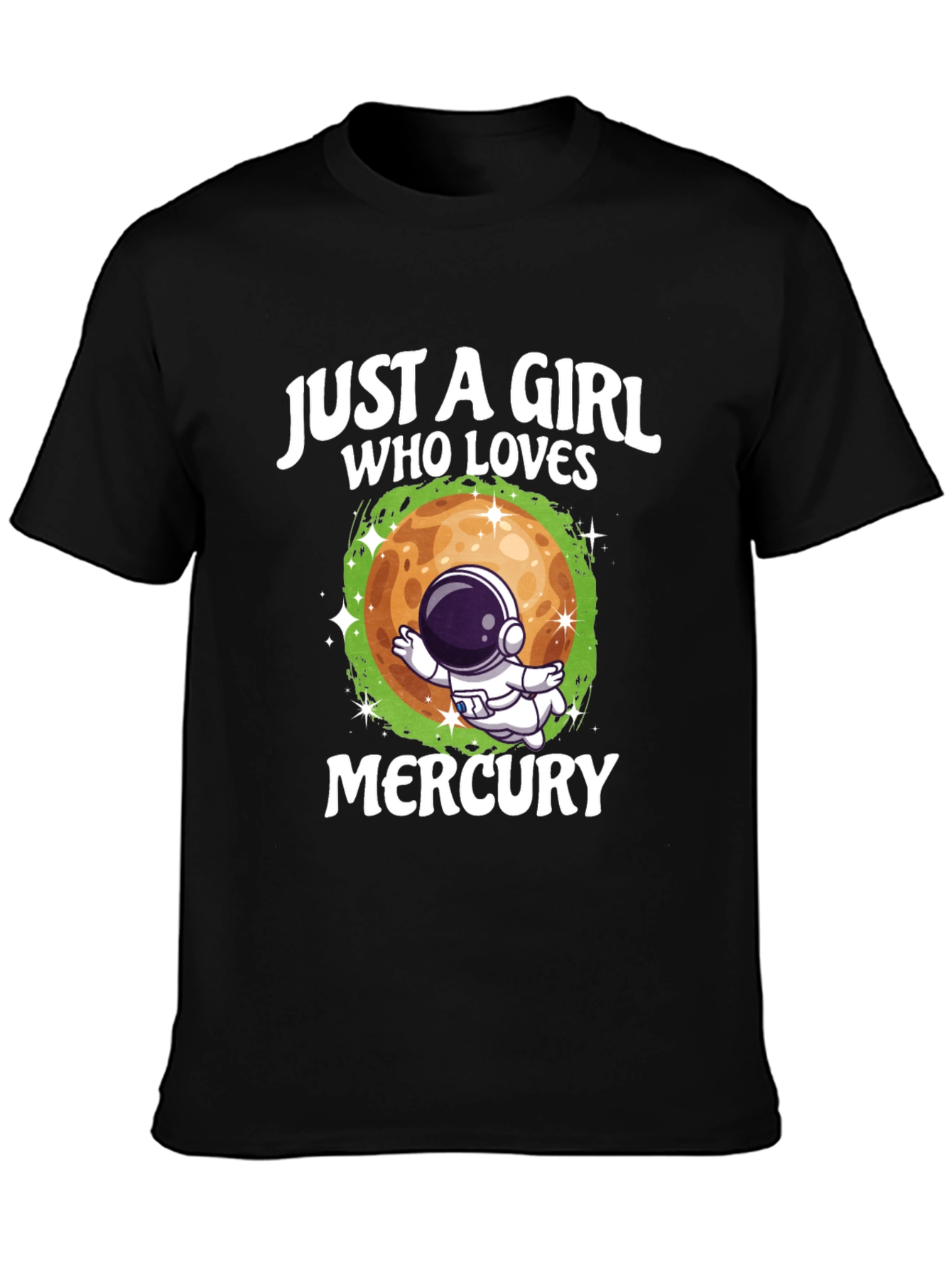 Just a Girl Who Loves Mercury Black T-Shirt
