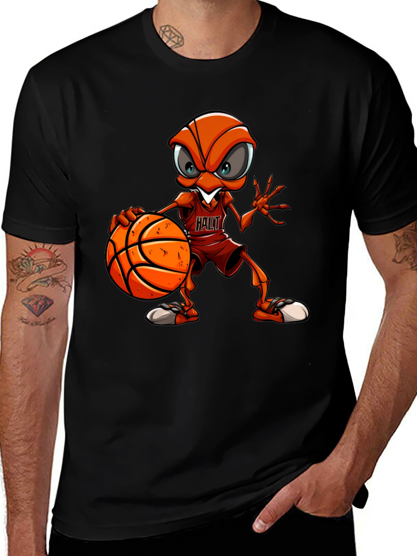 Basketball Ant Graphic Tee - Unique Cartoon Design