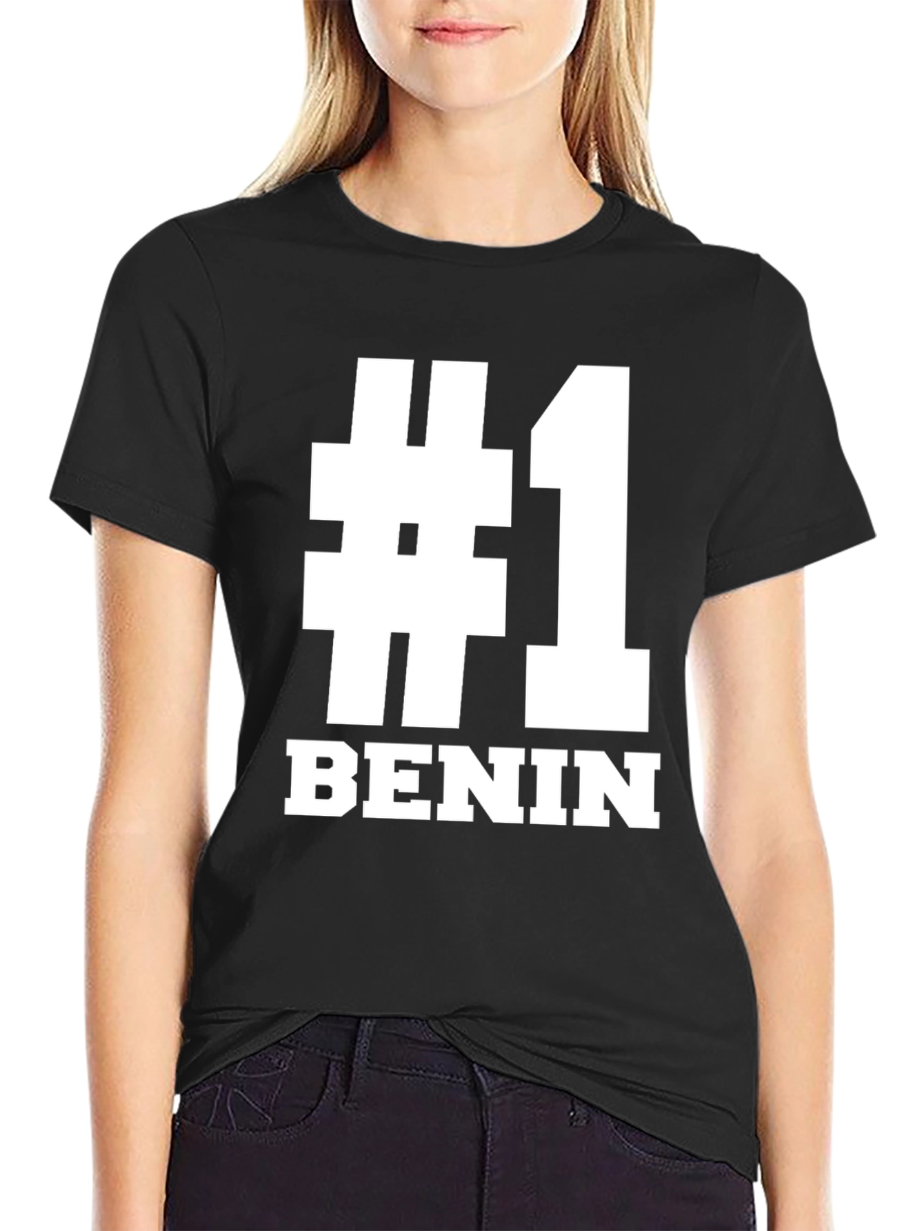 #1 Benin T-Shirt - Black Bold Graphic Tee