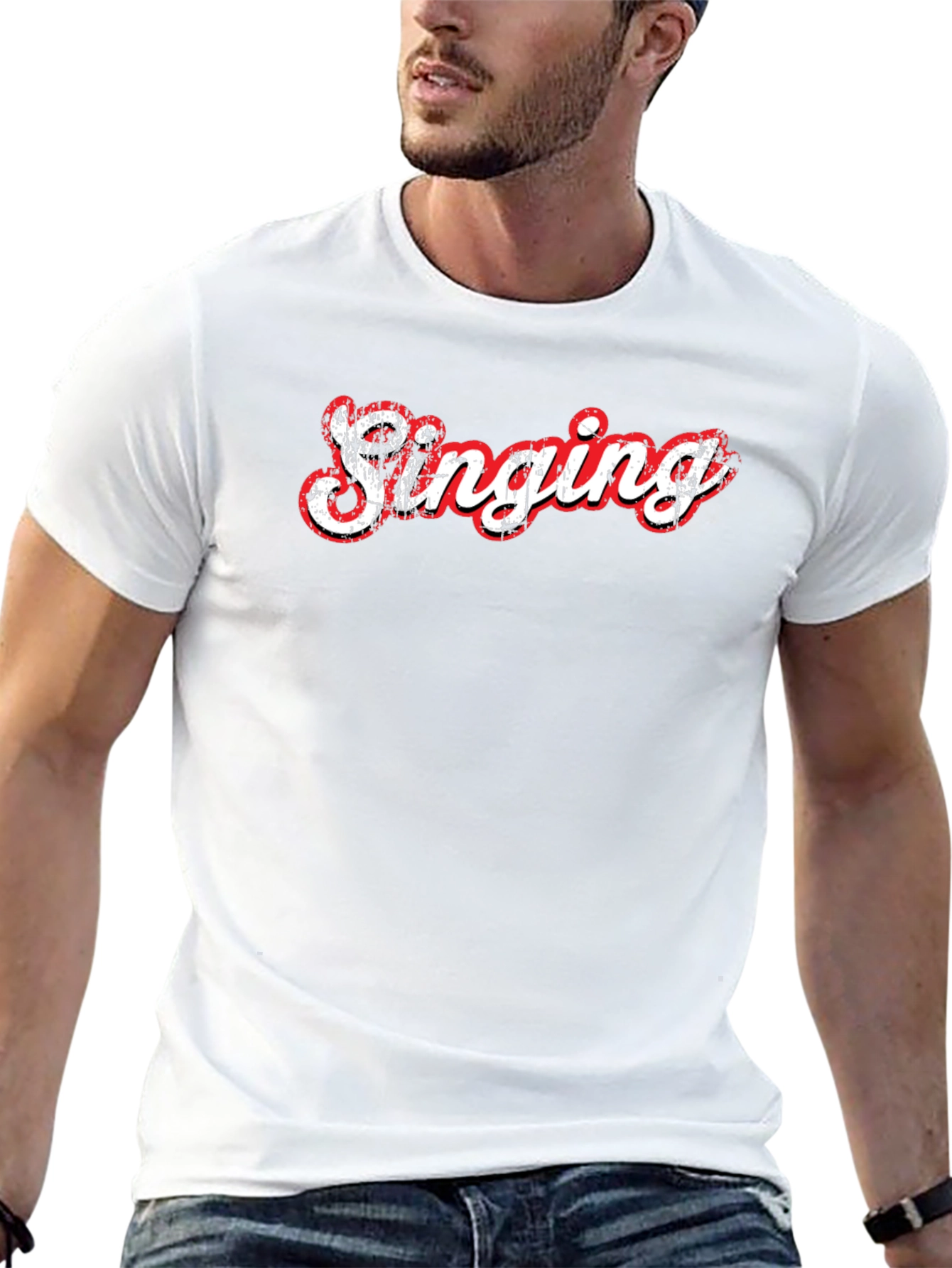 Singing Graphic Tee - Black Cotton T-Shirt