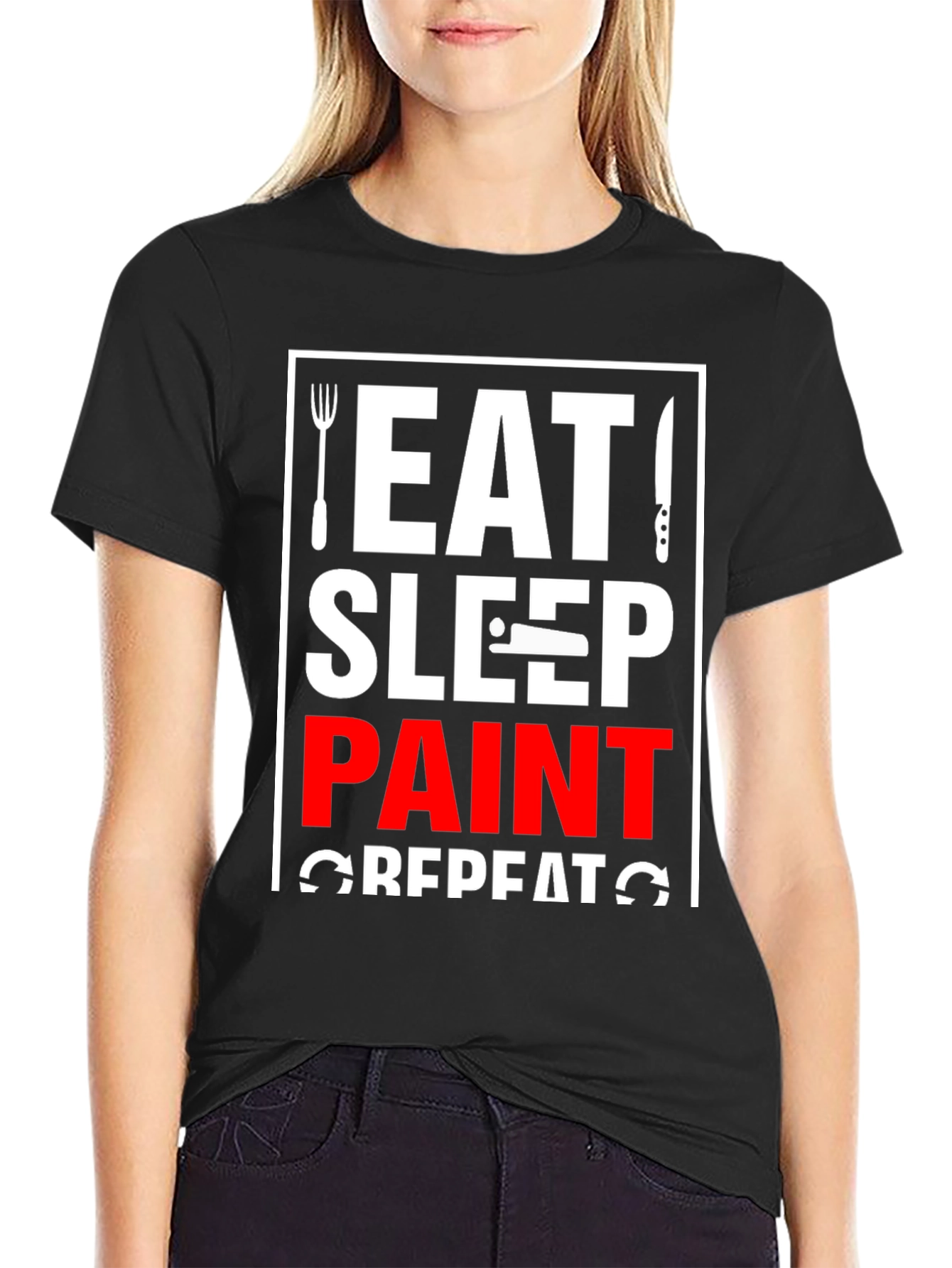 Eat Sleep Paint Repeat Graphic T-Shirt