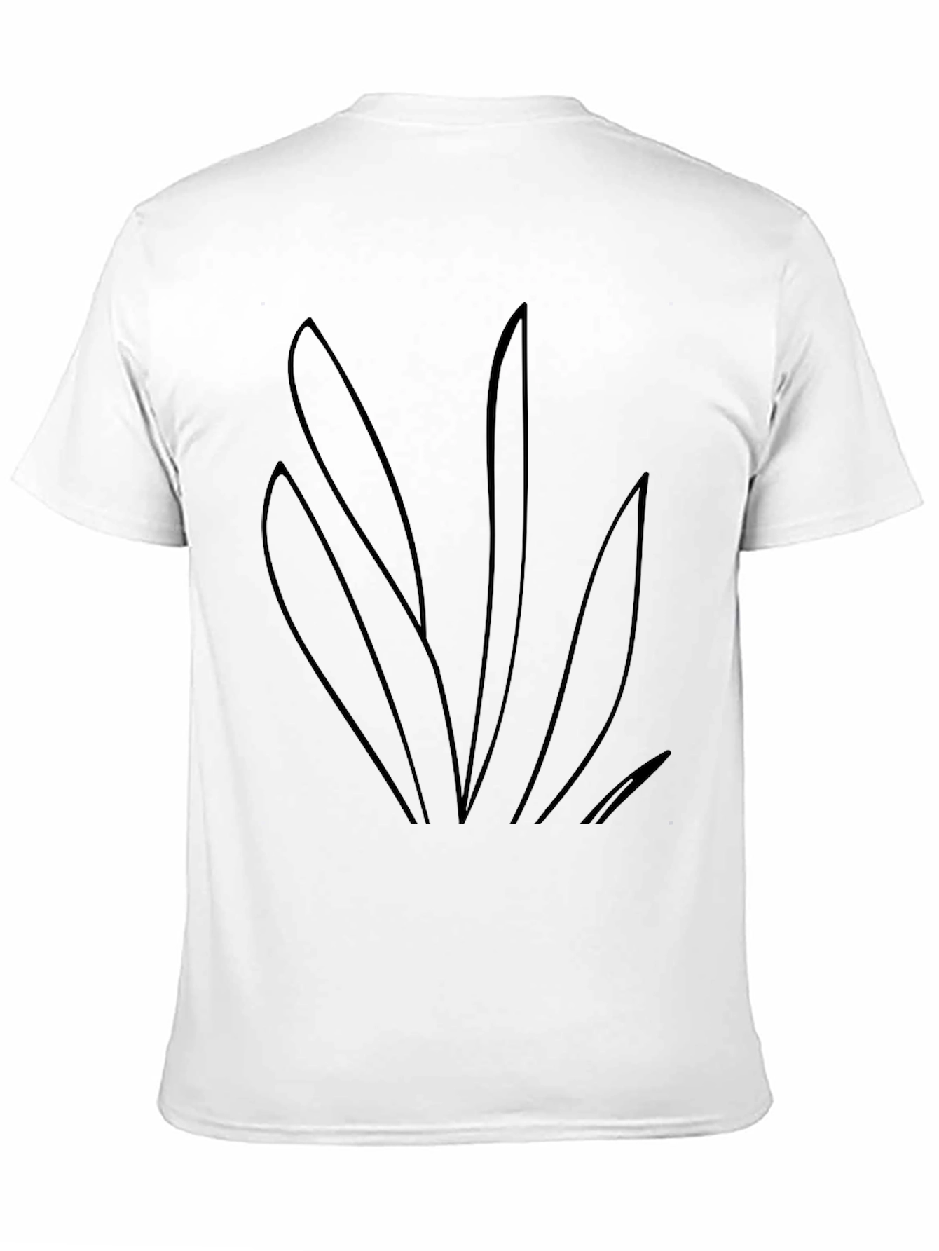Black T-Shirt with Abstract Plant Design