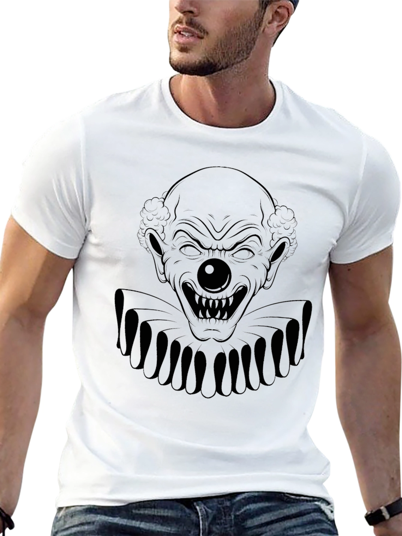 Mens Black Scary Clown Graphic Tee Shirt
