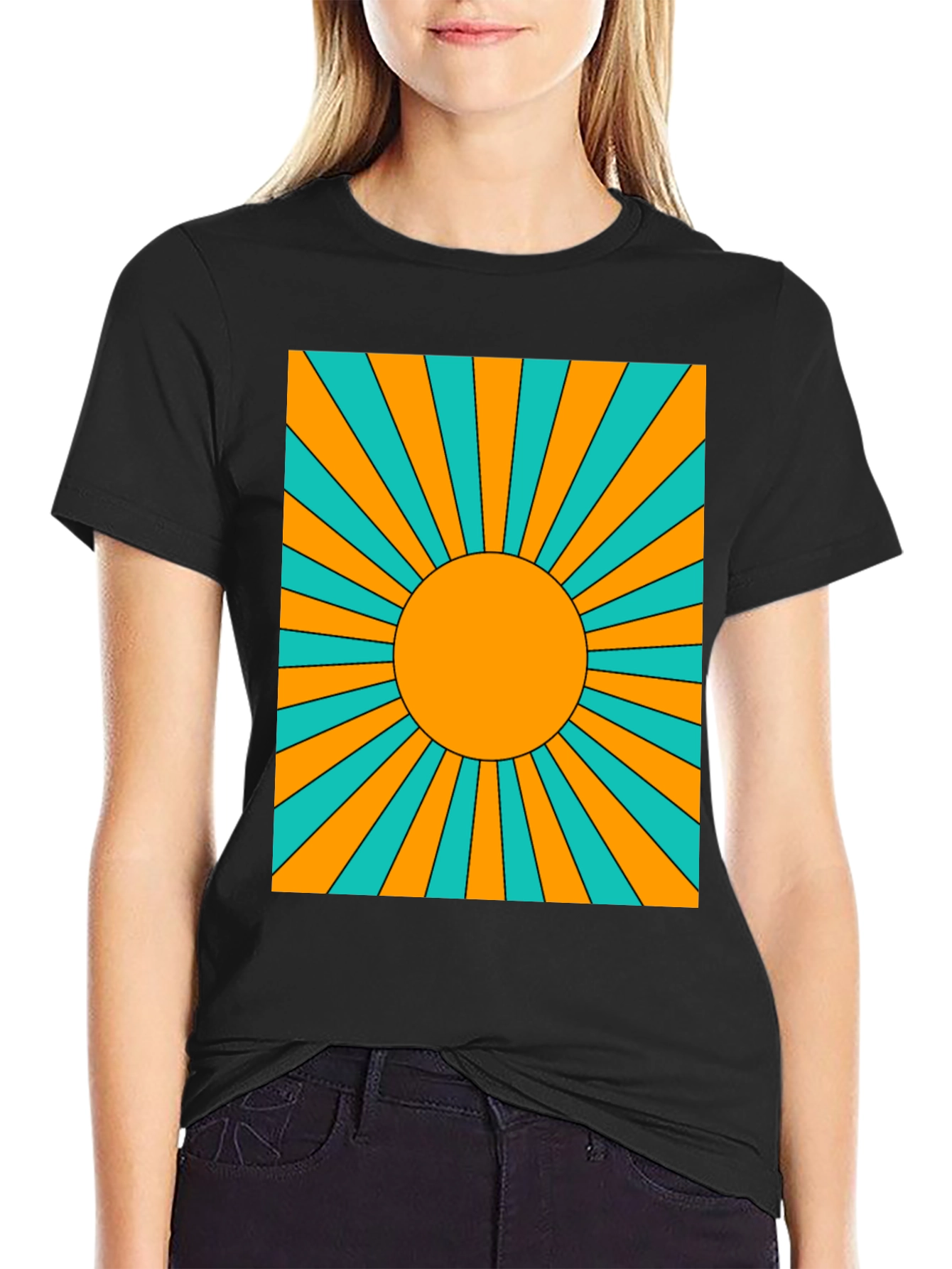Retro Sunburst Graphic Tee - Black