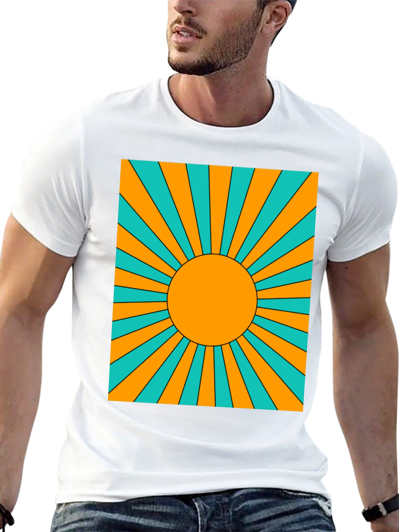 Retro Sunburst Graphic Tee - Black