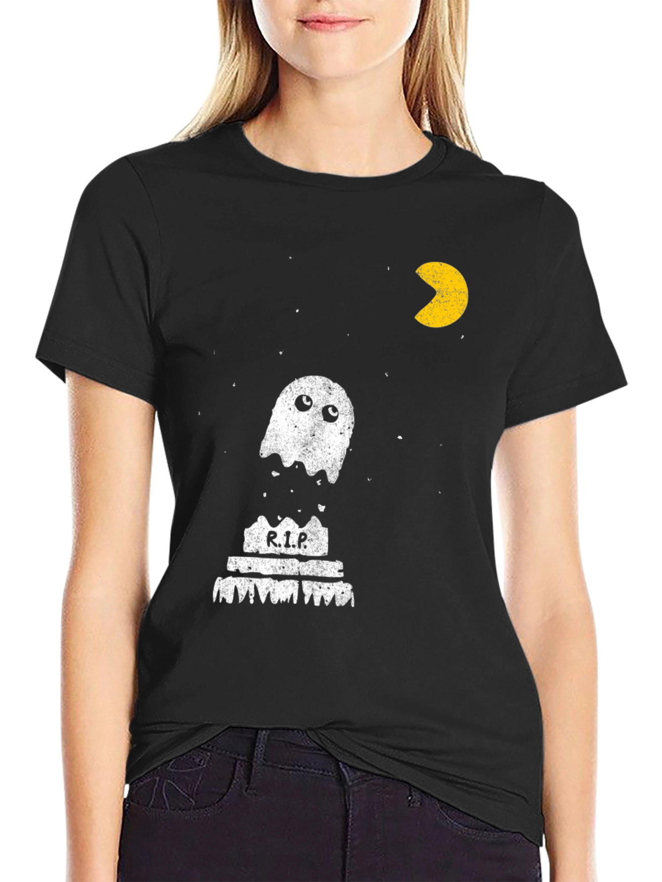 Pac-Man Ghost RIP T-Shirt - Black