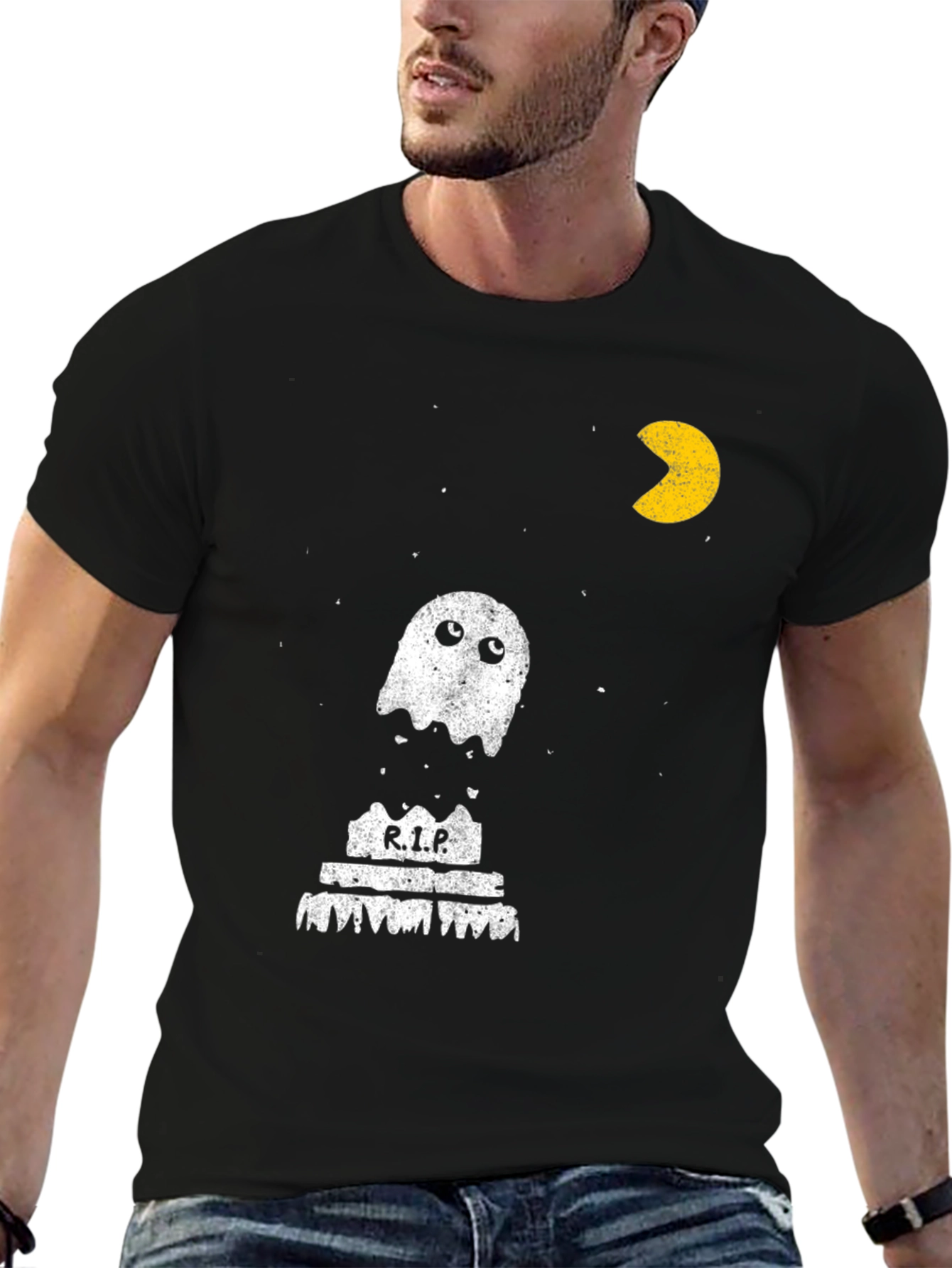 Pac-Man Ghost RIP T-Shirt - Black