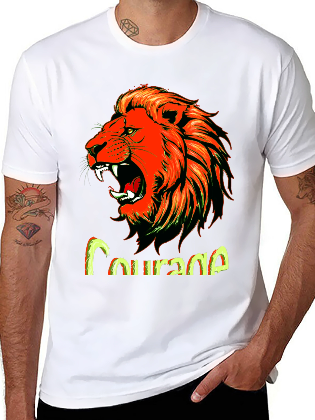 Courage Lion Graphic Tee - Bold Black T-Shirt