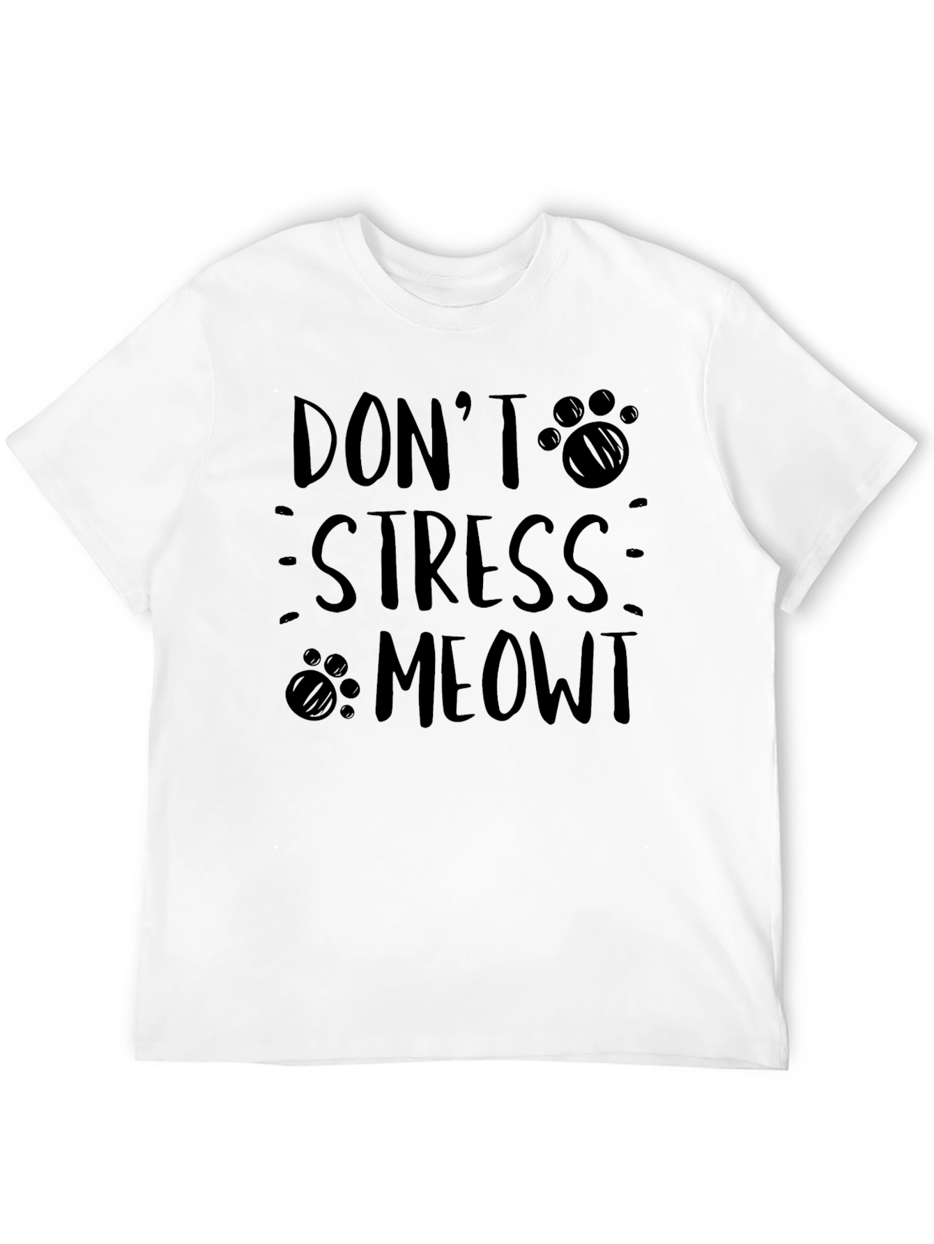 Dont Stress Meowt Cat Paw Print Graphic Tee
