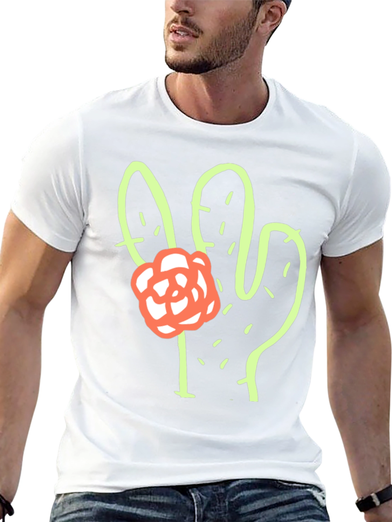 Cactus Flower Graphic Tee - Stylish Comfort