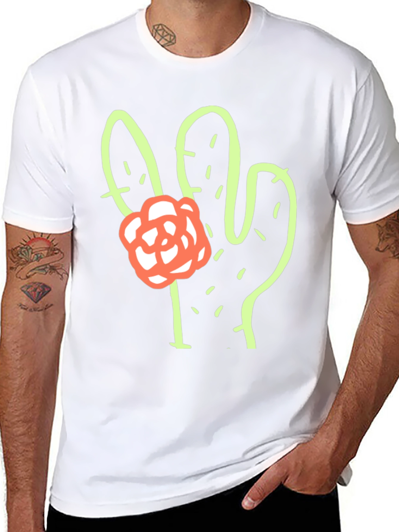 Cactus Flower Graphic Tee - Stylish Comfort
