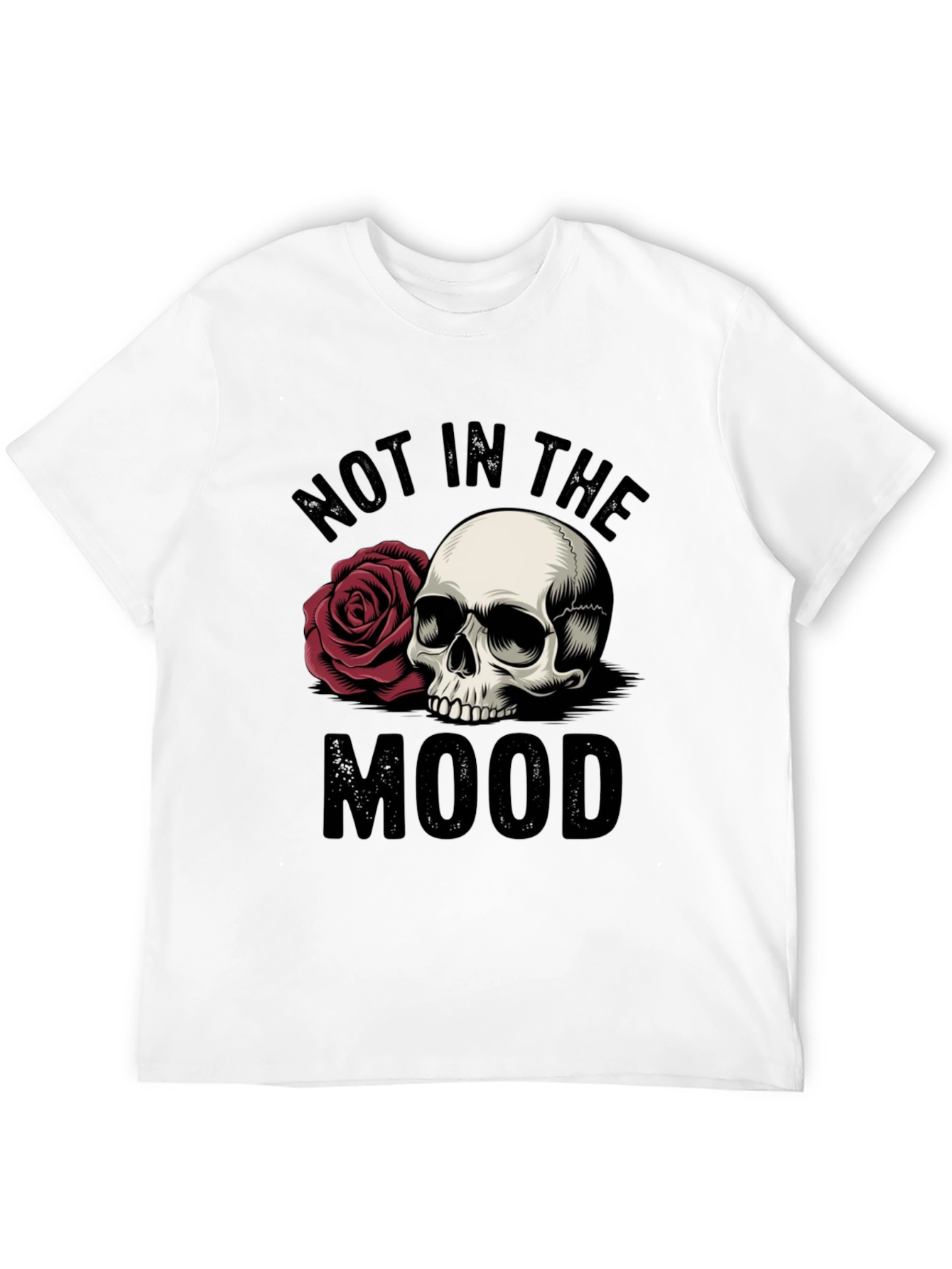 Not in the Mood Skull Rose Graphic T-Shirt