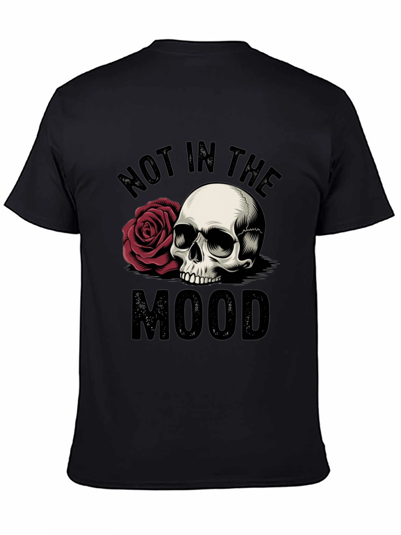 Not in the Mood Skull Rose Graphic T-Shirt