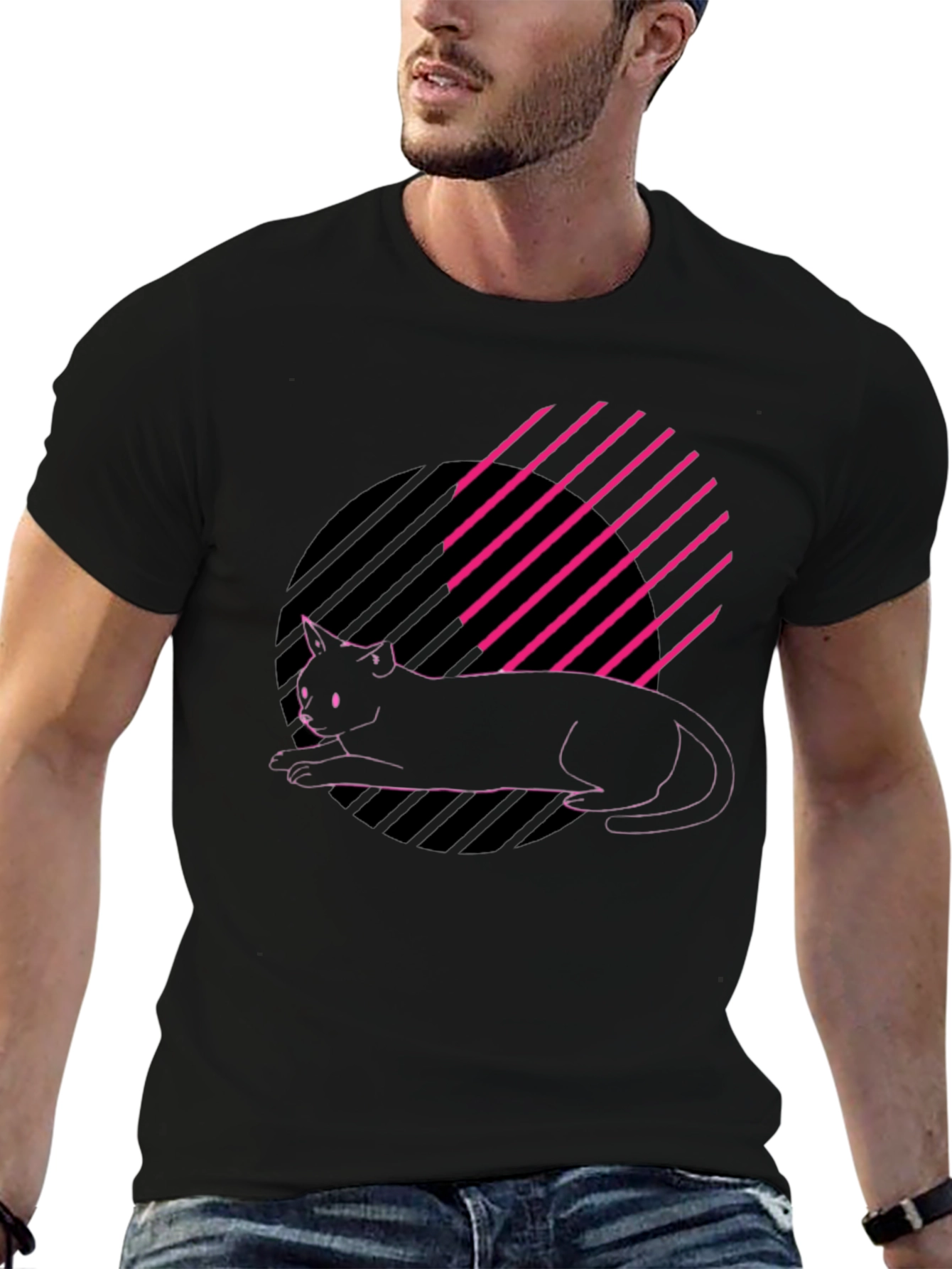 Cool Cat Graphic Tee - Stylish Black T-Shirt