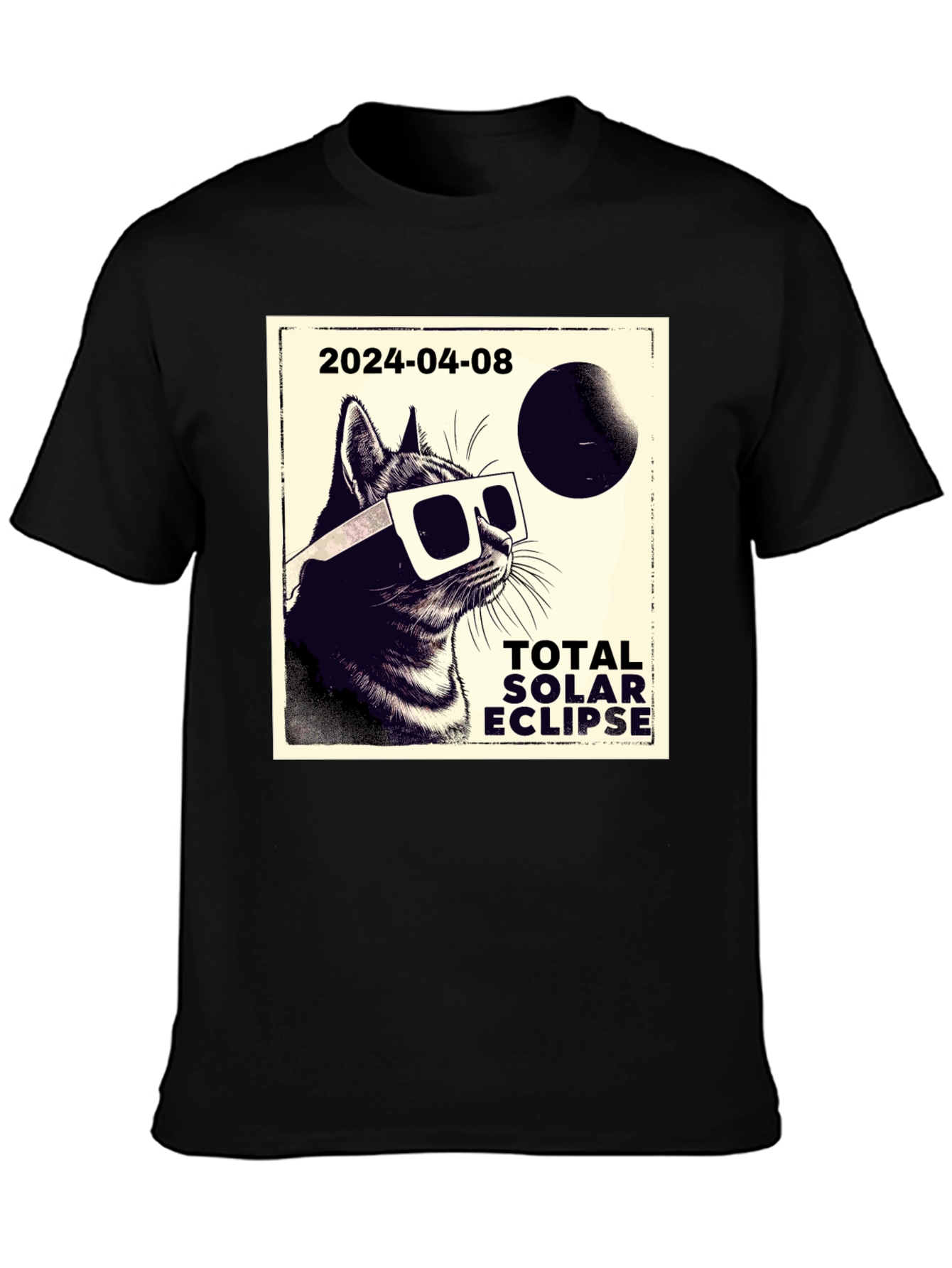 Total Solar Eclipse Cat T-Shirt - April 8 2024