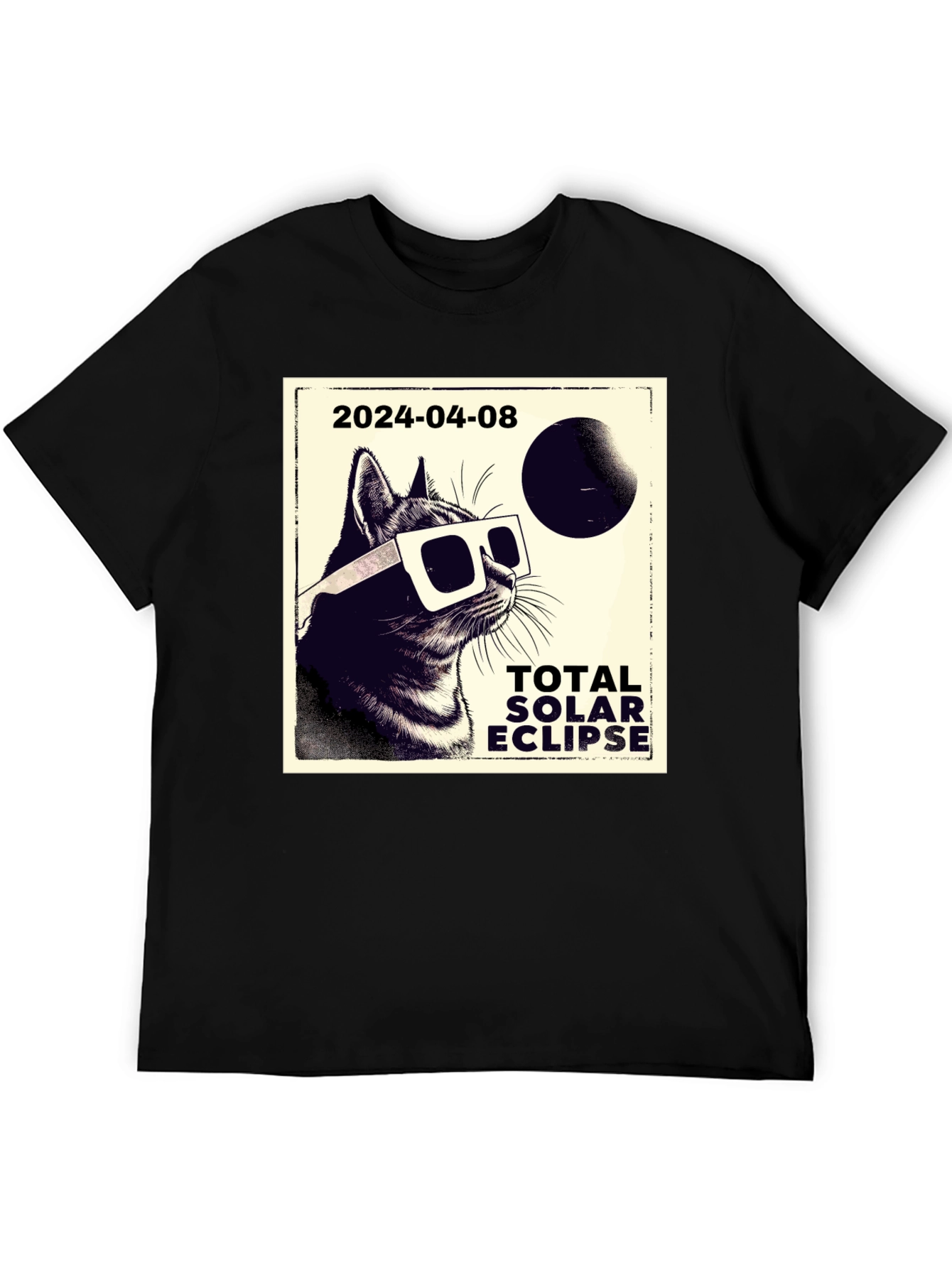 Total Solar Eclipse Cat T-Shirt - April 8 2024