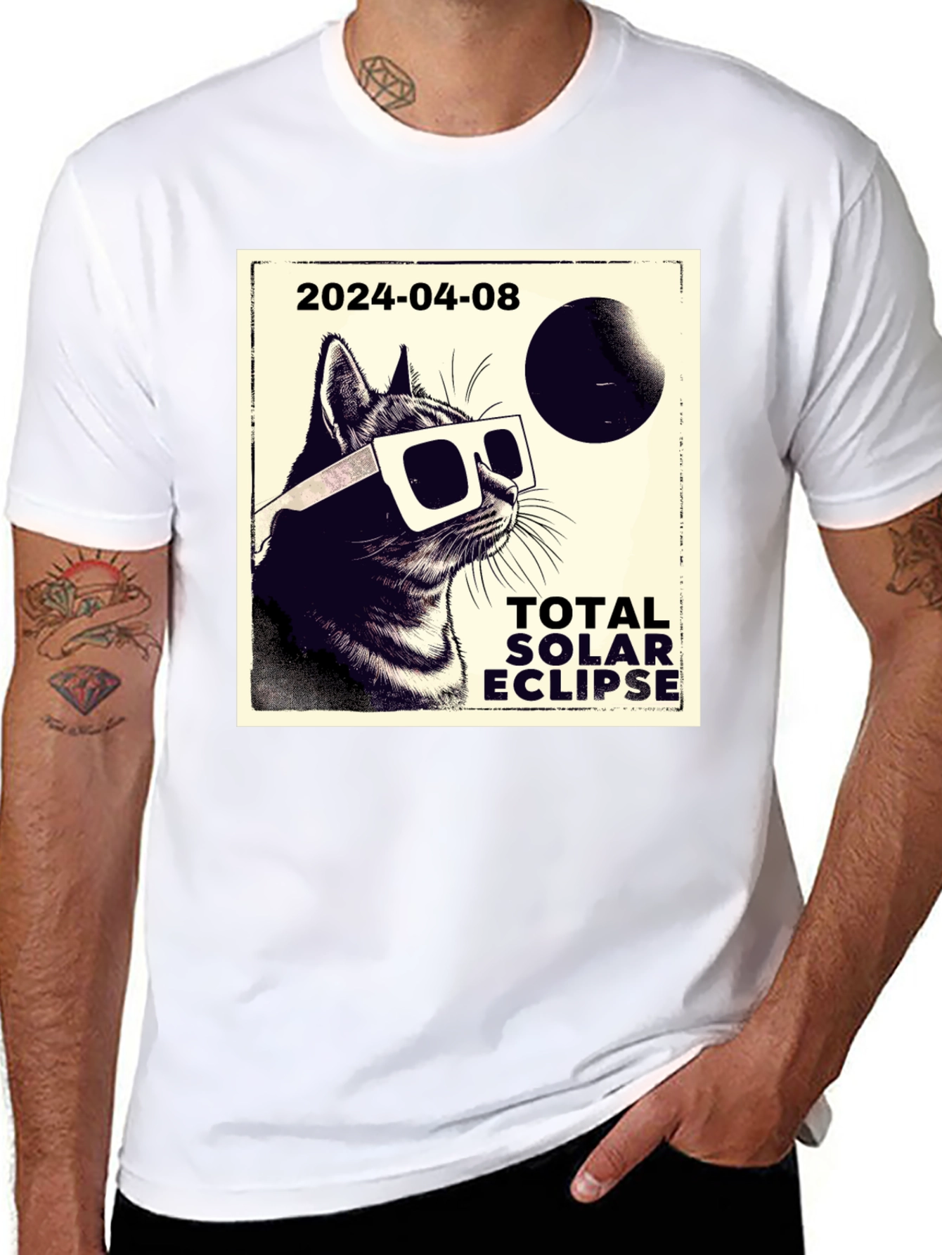 Total Solar Eclipse Cat T-Shirt - April 8 2024