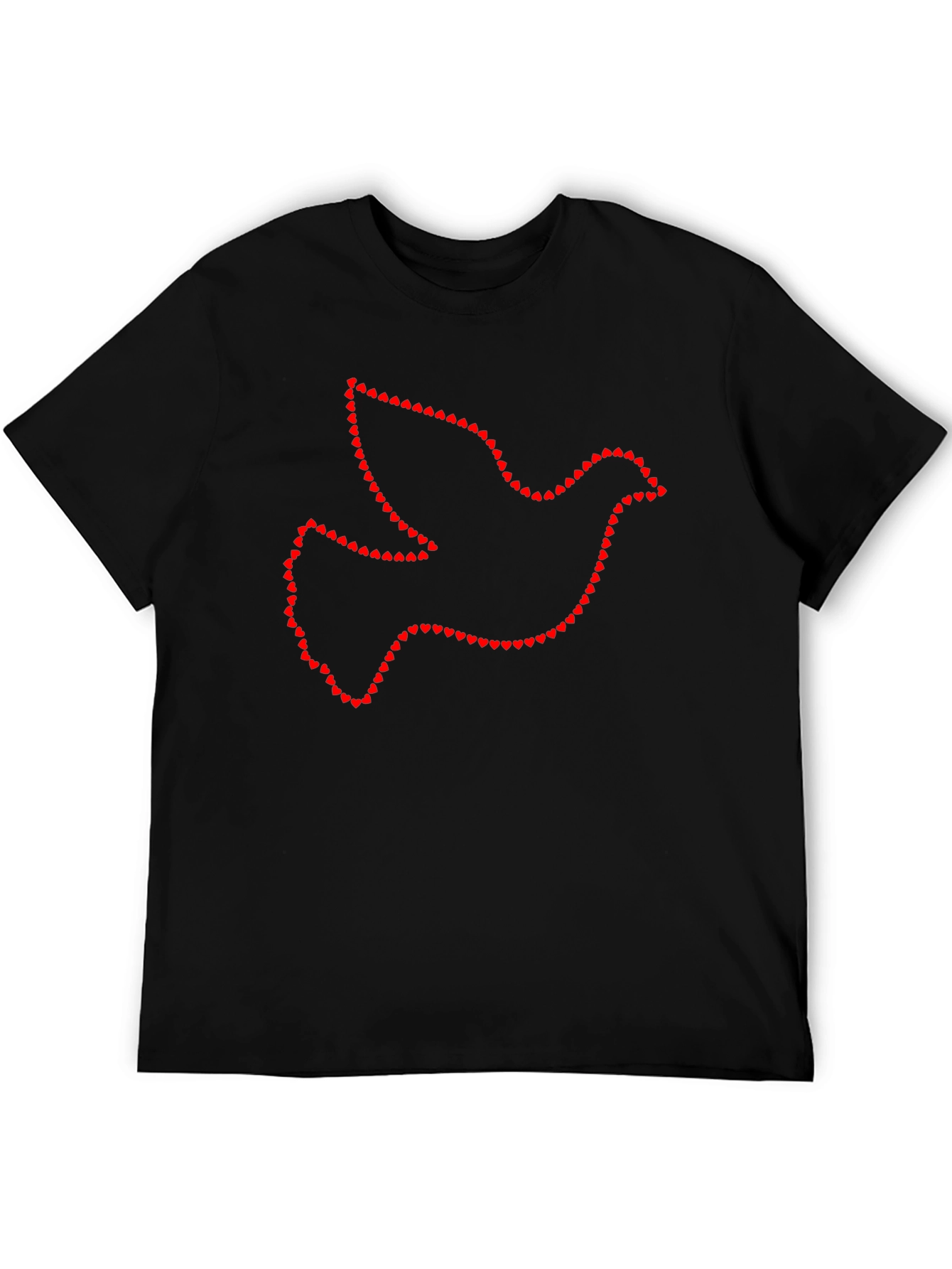 Dove Heart Outline Black T-Shirt