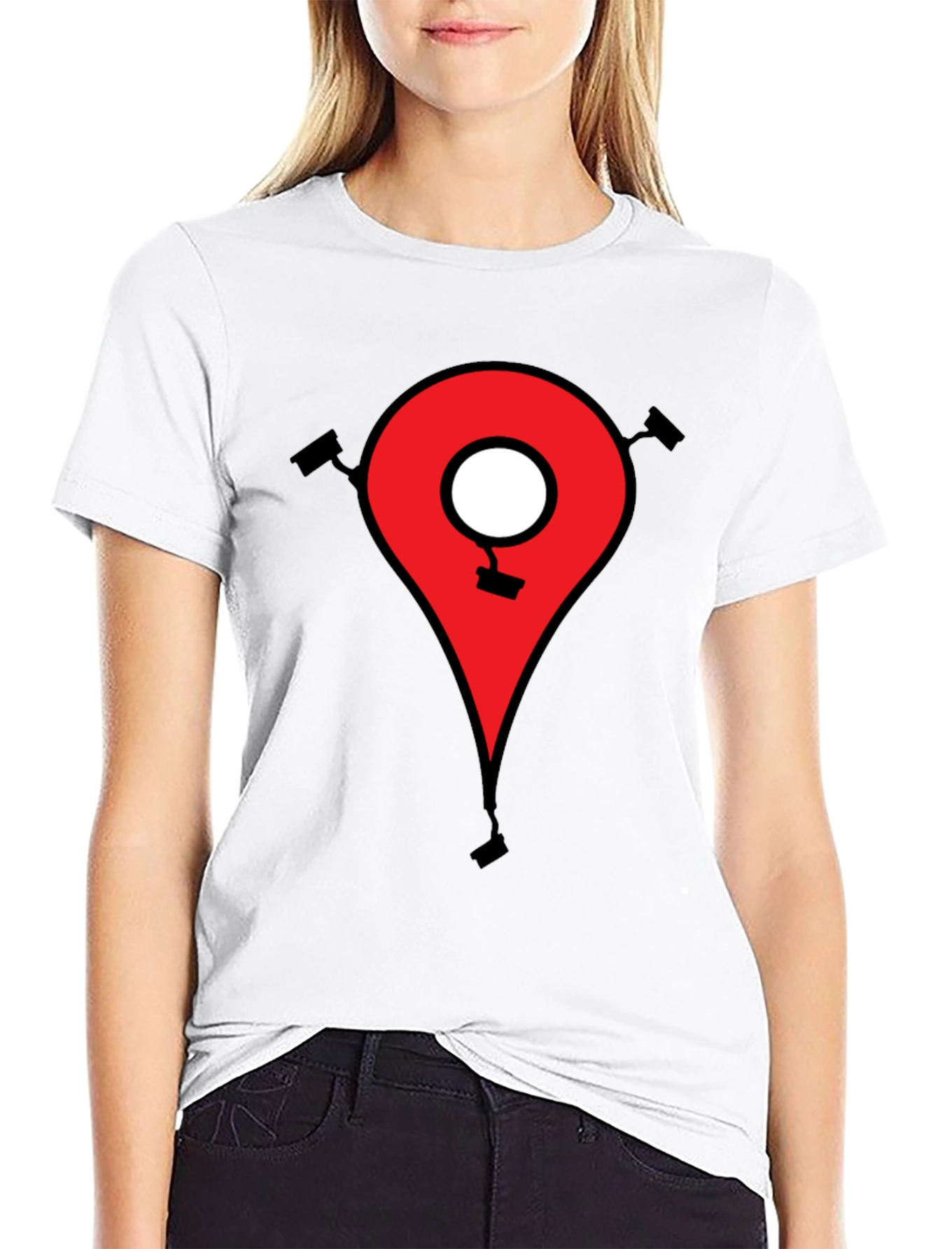 Mens Black T-Shirt - Location Pin CCTV Graphic