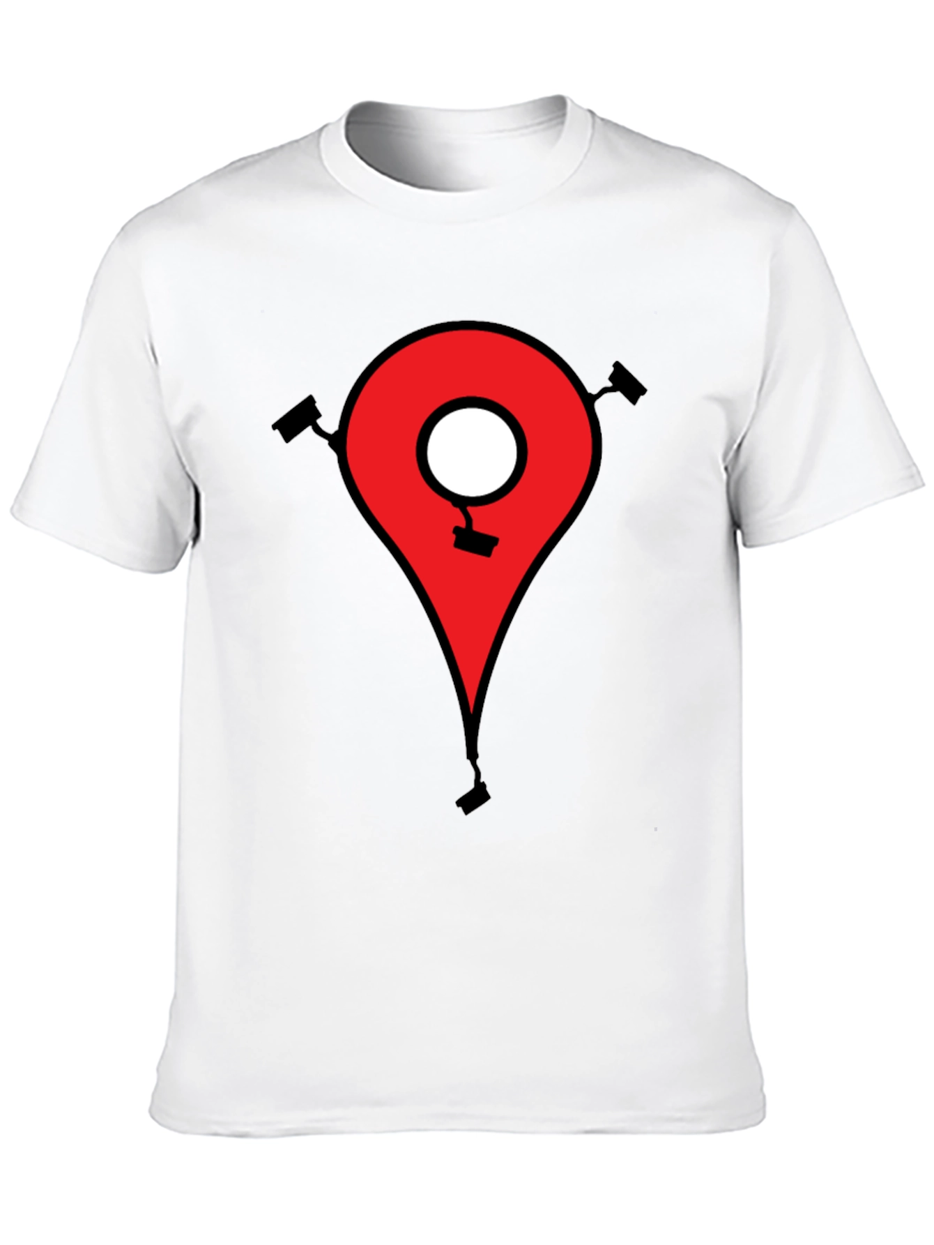 Mens Black T-Shirt - Location Pin CCTV Graphic