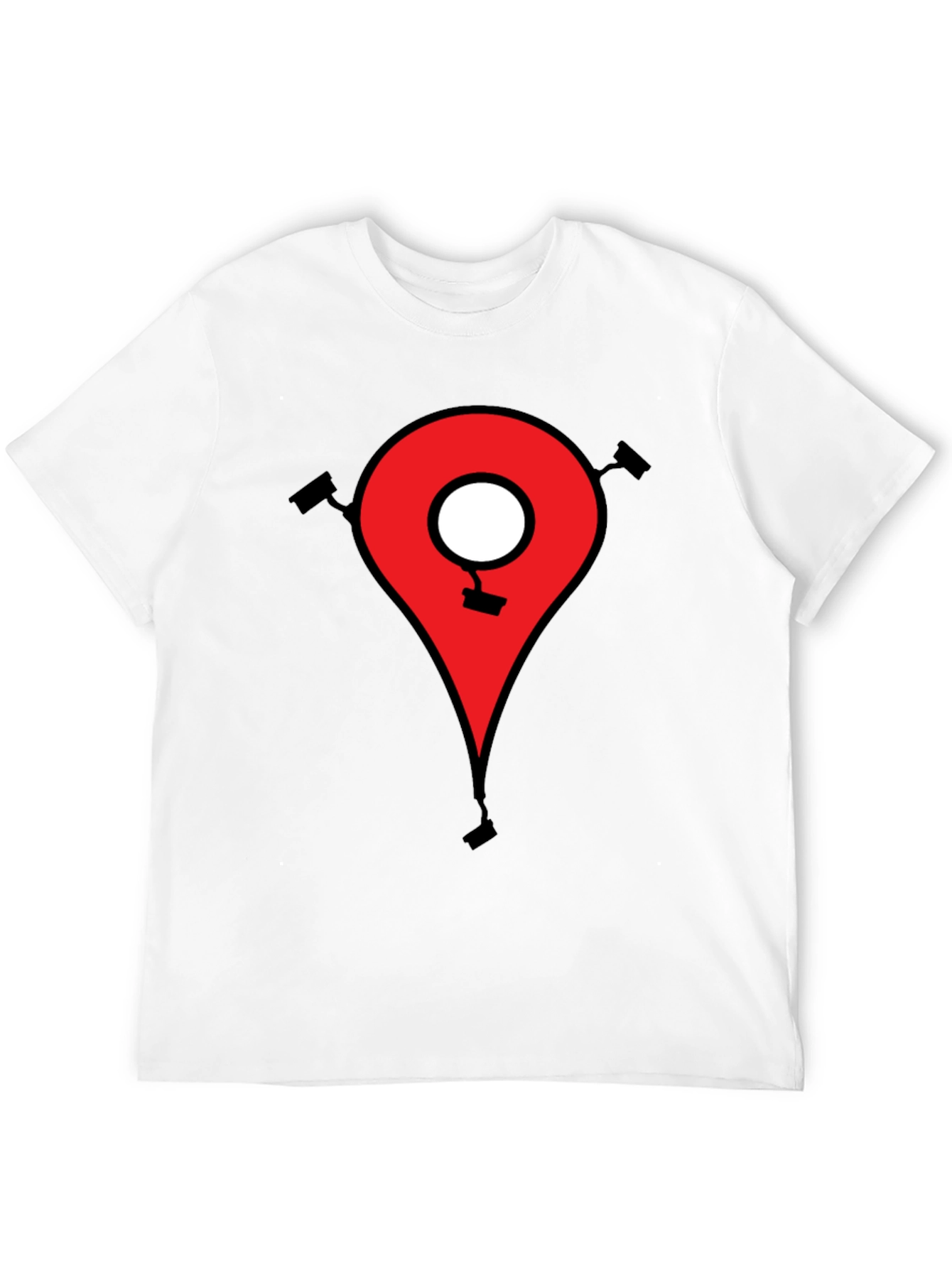 Mens Black T-Shirt - Location Pin CCTV Graphic