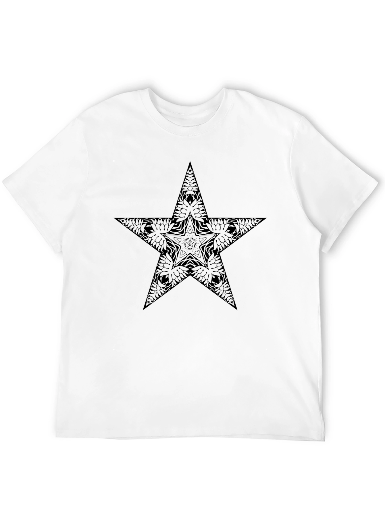 Black T-Shirt with Star Mandala Graphic