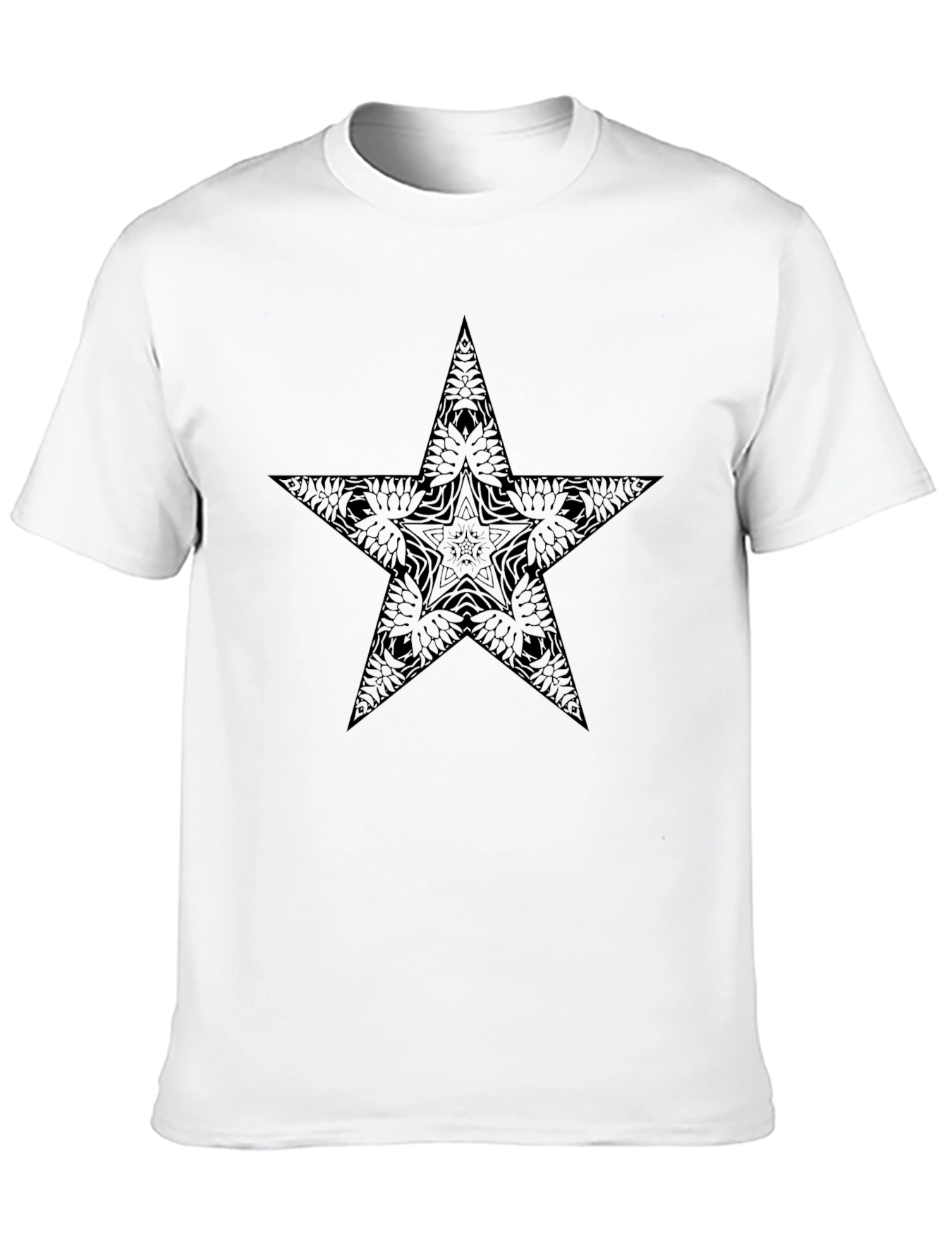 Black T-Shirt with Star Mandala Graphic