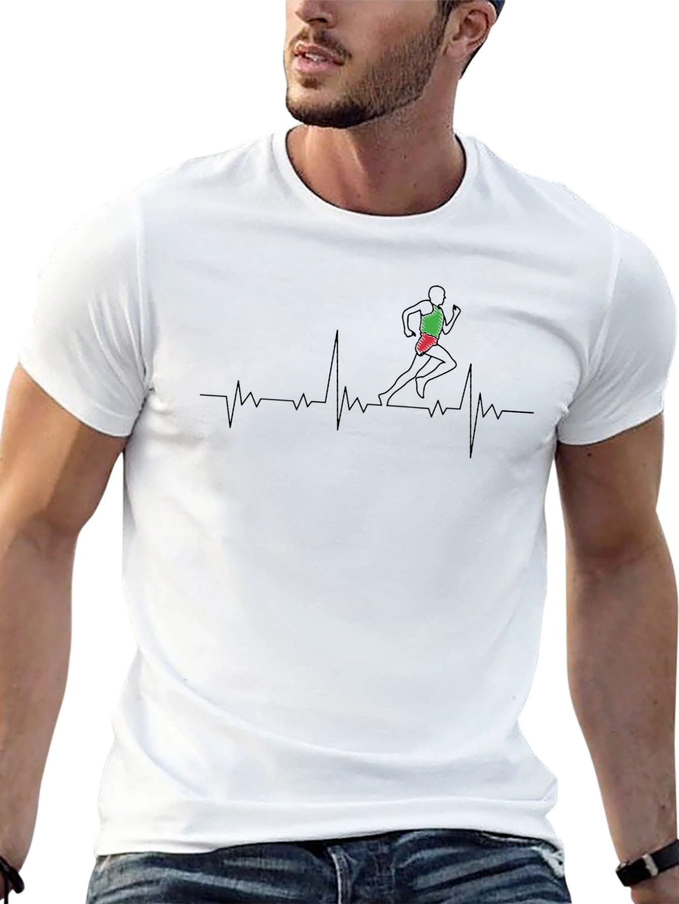 Runner Heartbeat Graphic Tee - Black