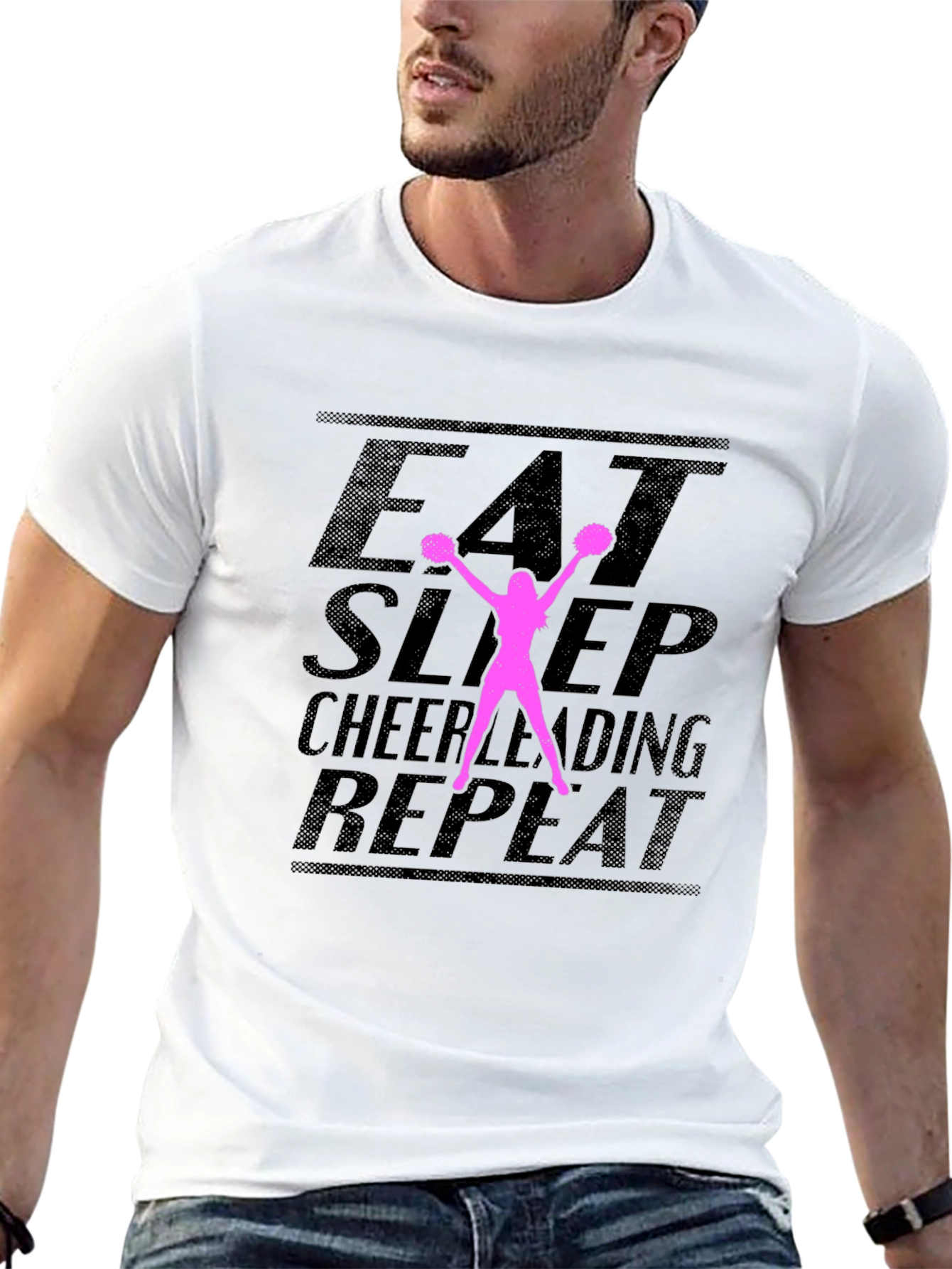 Eat Sleep Cheerleading Repeat Black T-Shirt