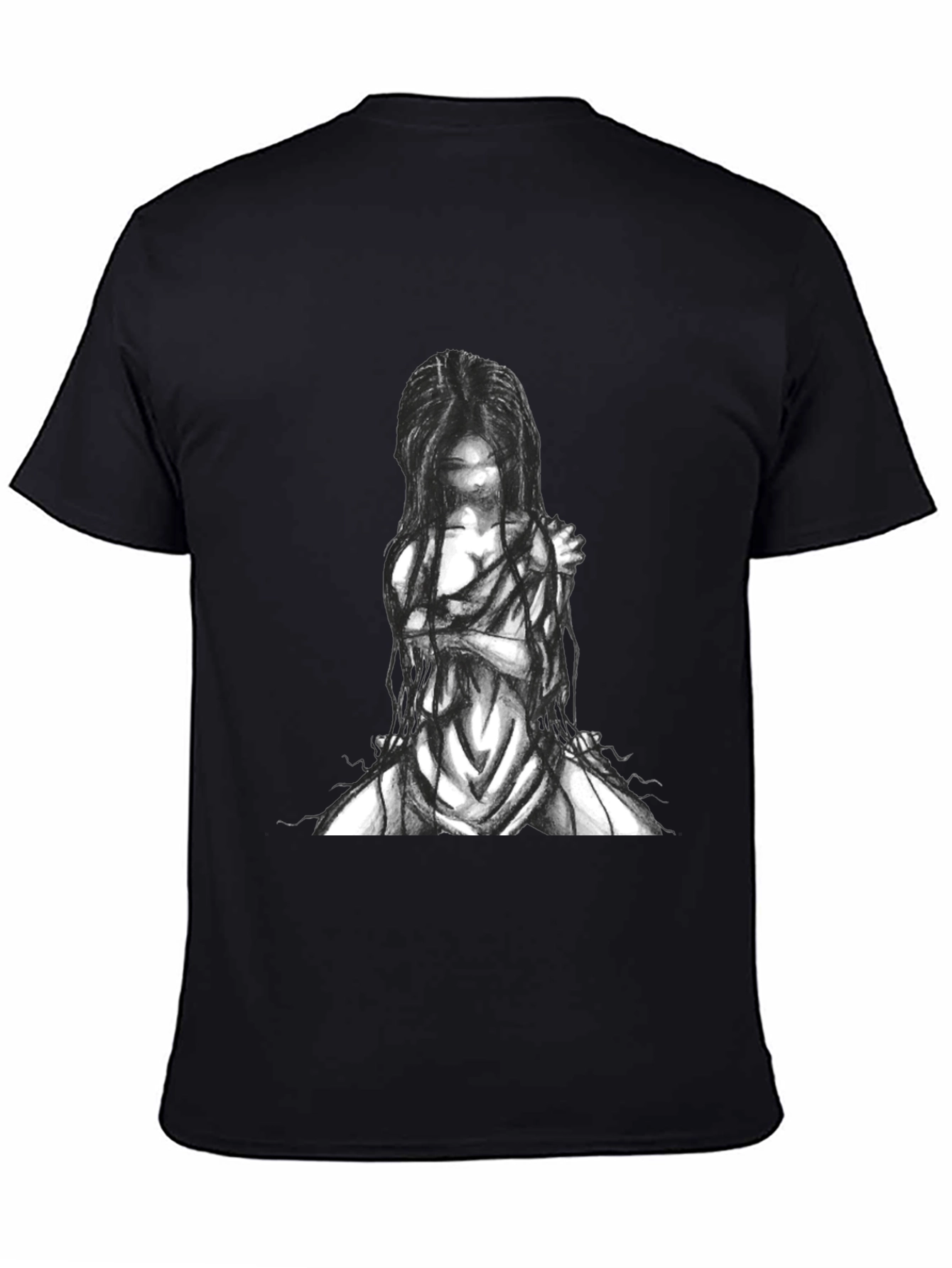 Black Graphic Tee - Ghostly Figure