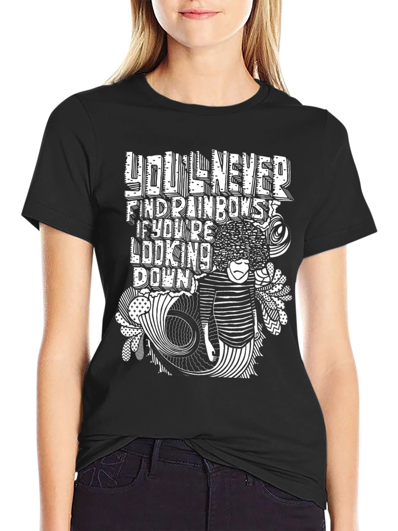 Motivational Rainbow Graphic Black T-Shirt