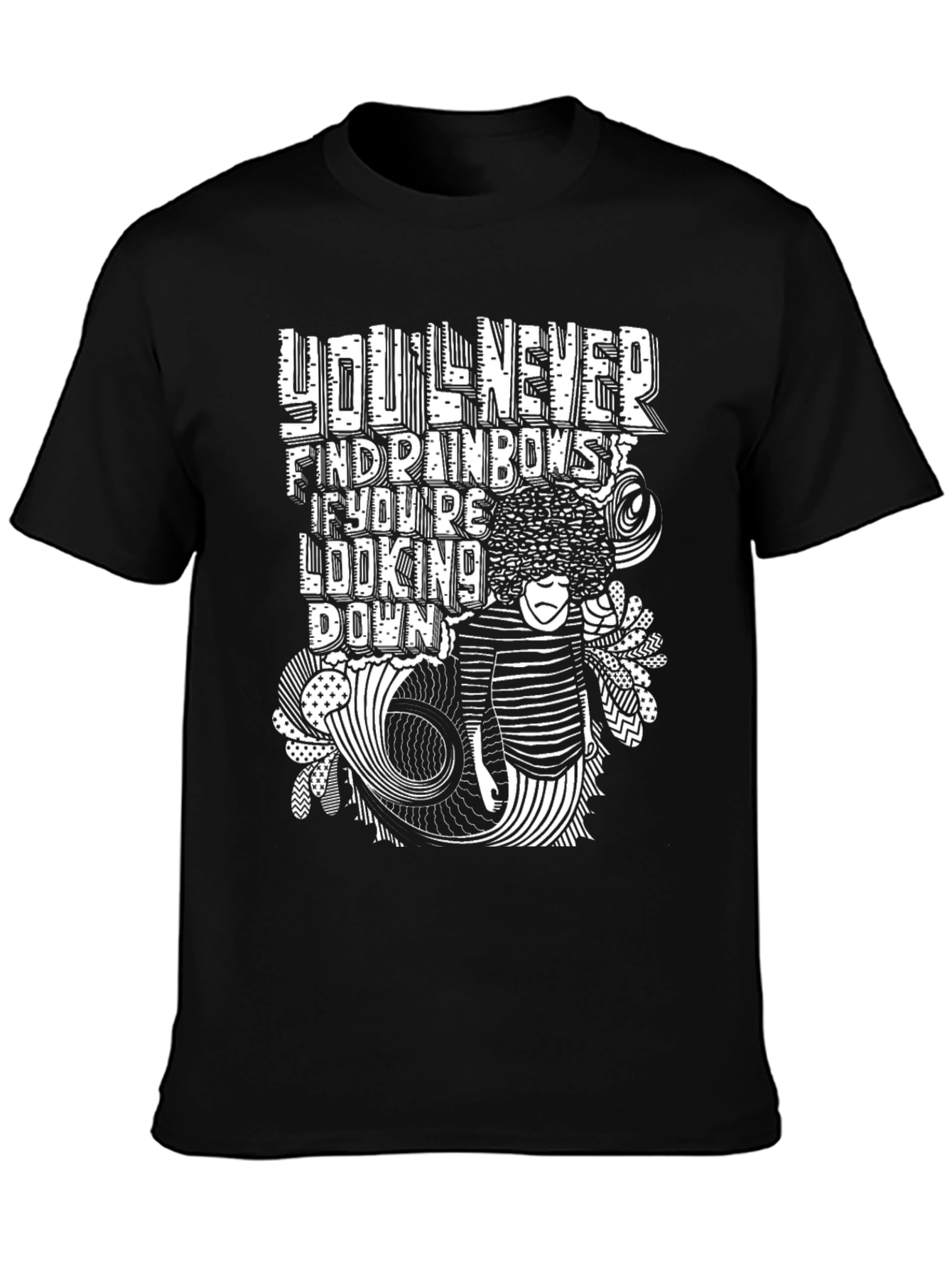 Motivational Rainbow Graphic Black T-Shirt