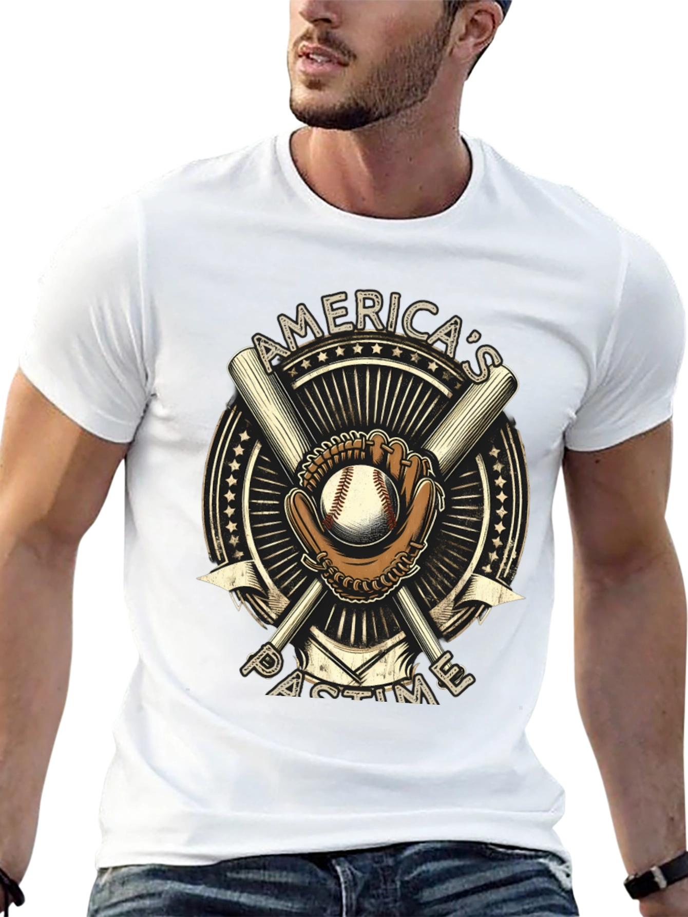 Americas Pastime Baseball Graphic T-Shirt
