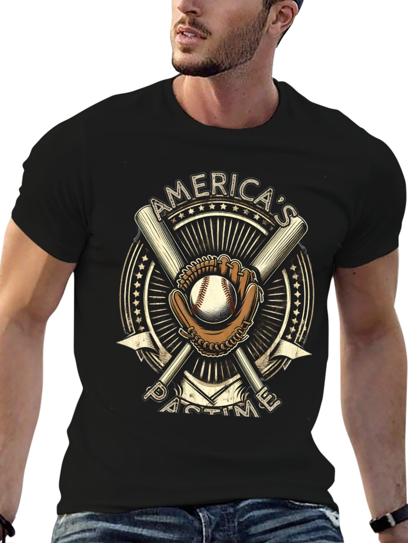 Americas Pastime Baseball Graphic T-Shirt