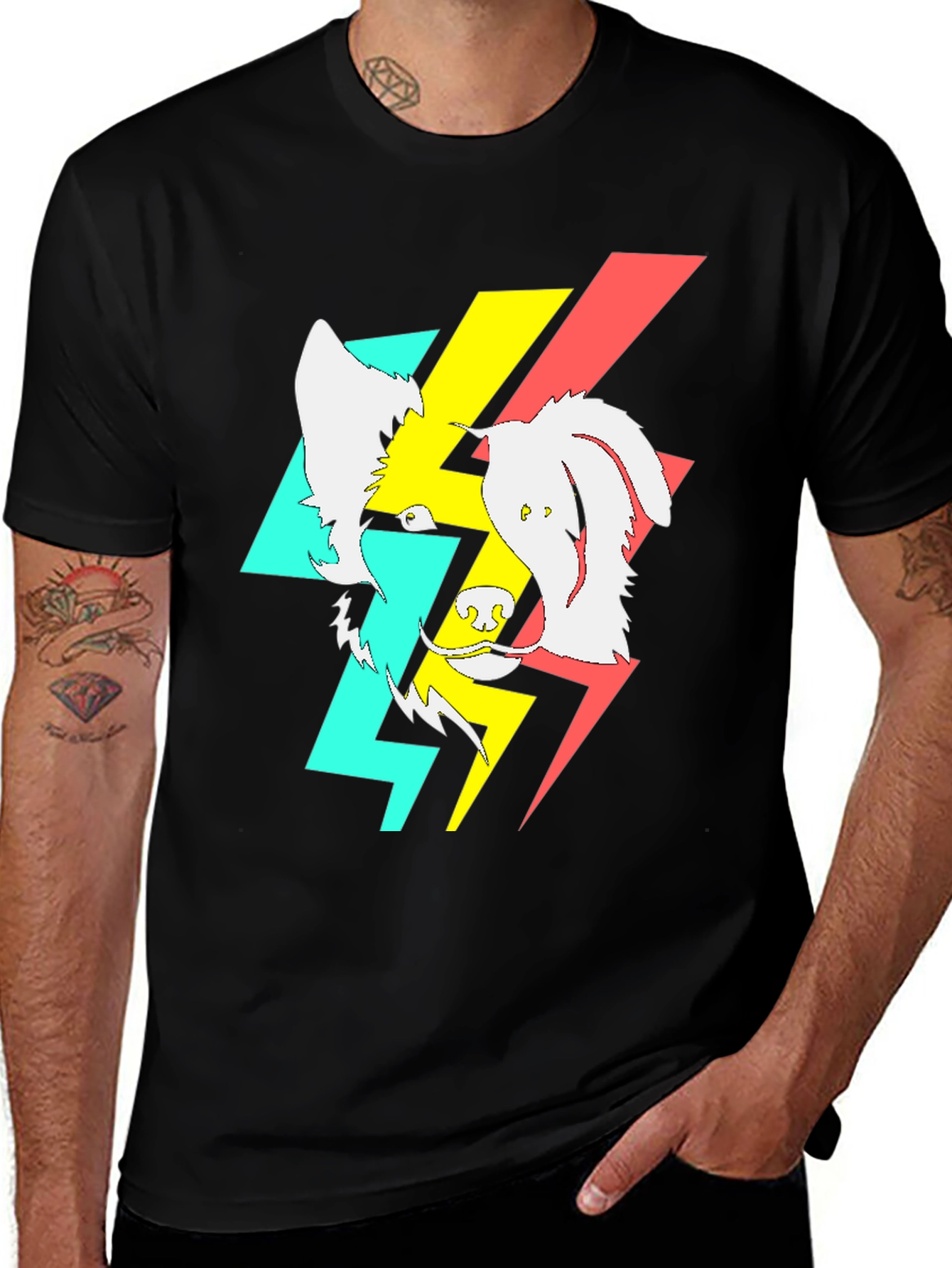 Abstract Dog Graphic Black T-Shirt