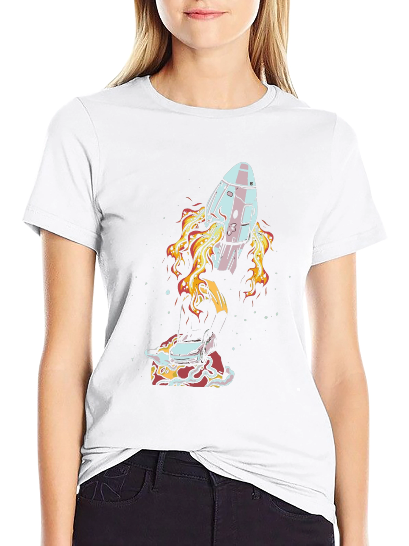 Rocket Launching From Pizza Mens Tee