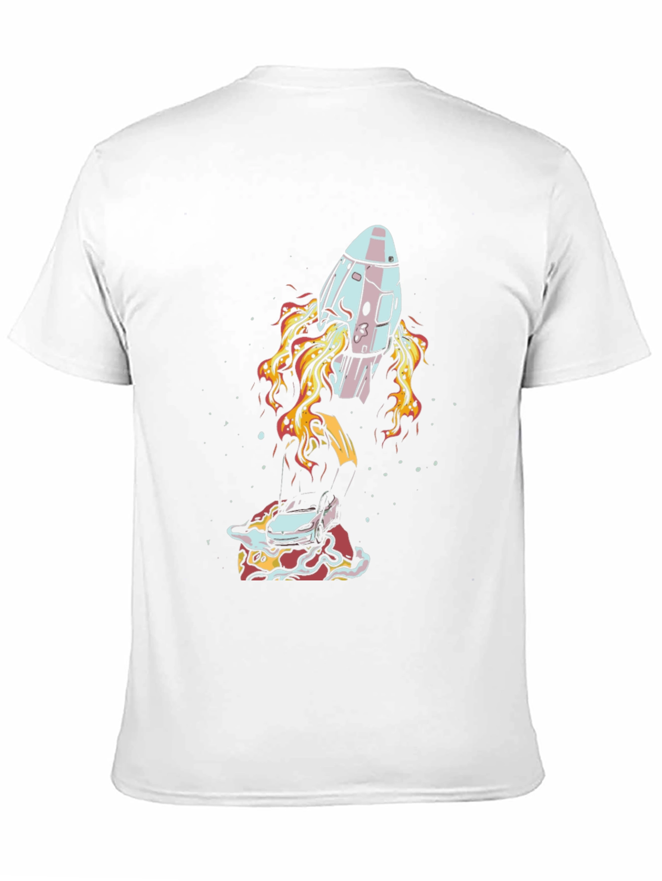 Rocket Launching From Pizza Mens Tee