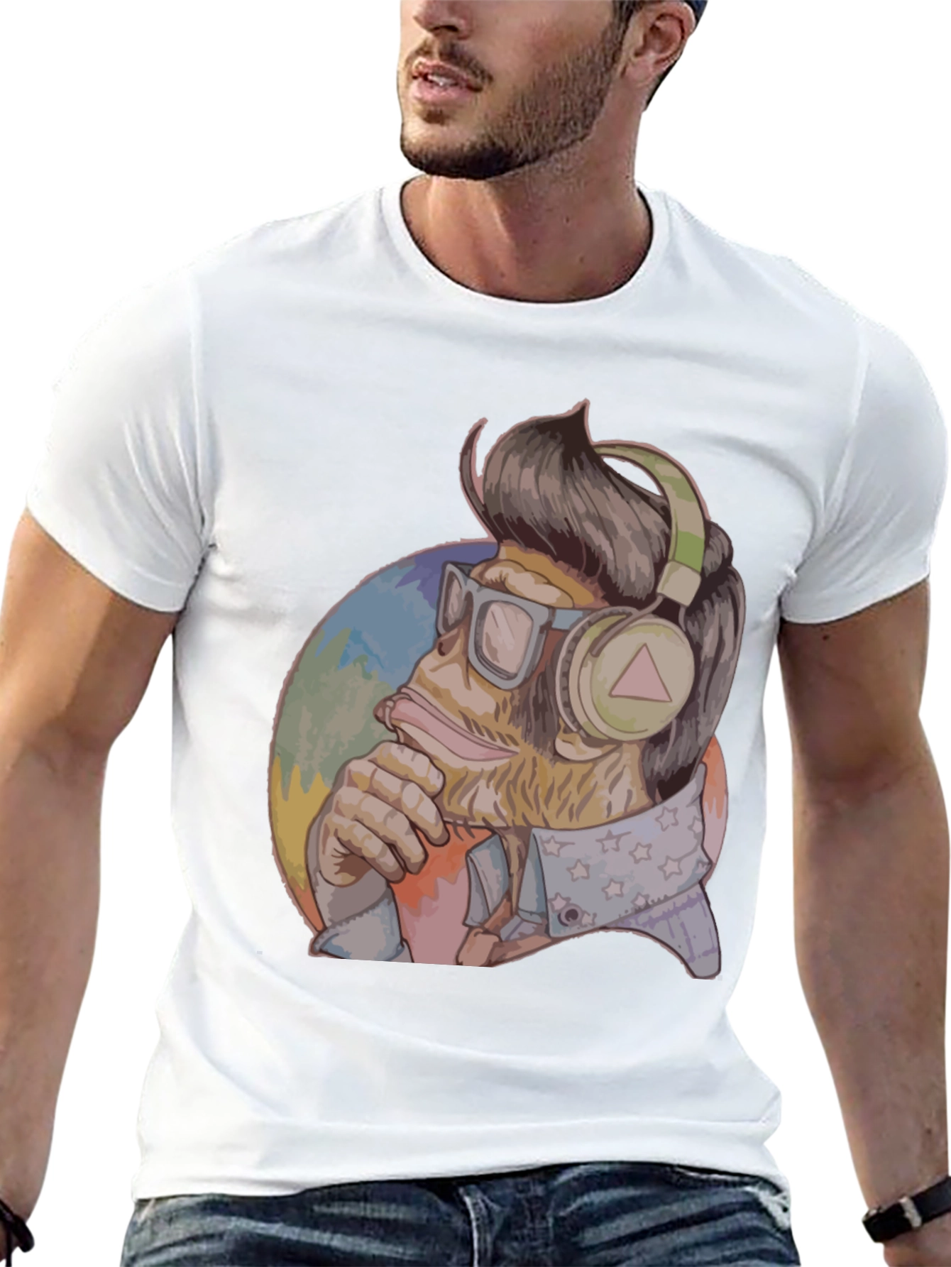 Cool Ape Graphic Tee - Black Cotton Blend