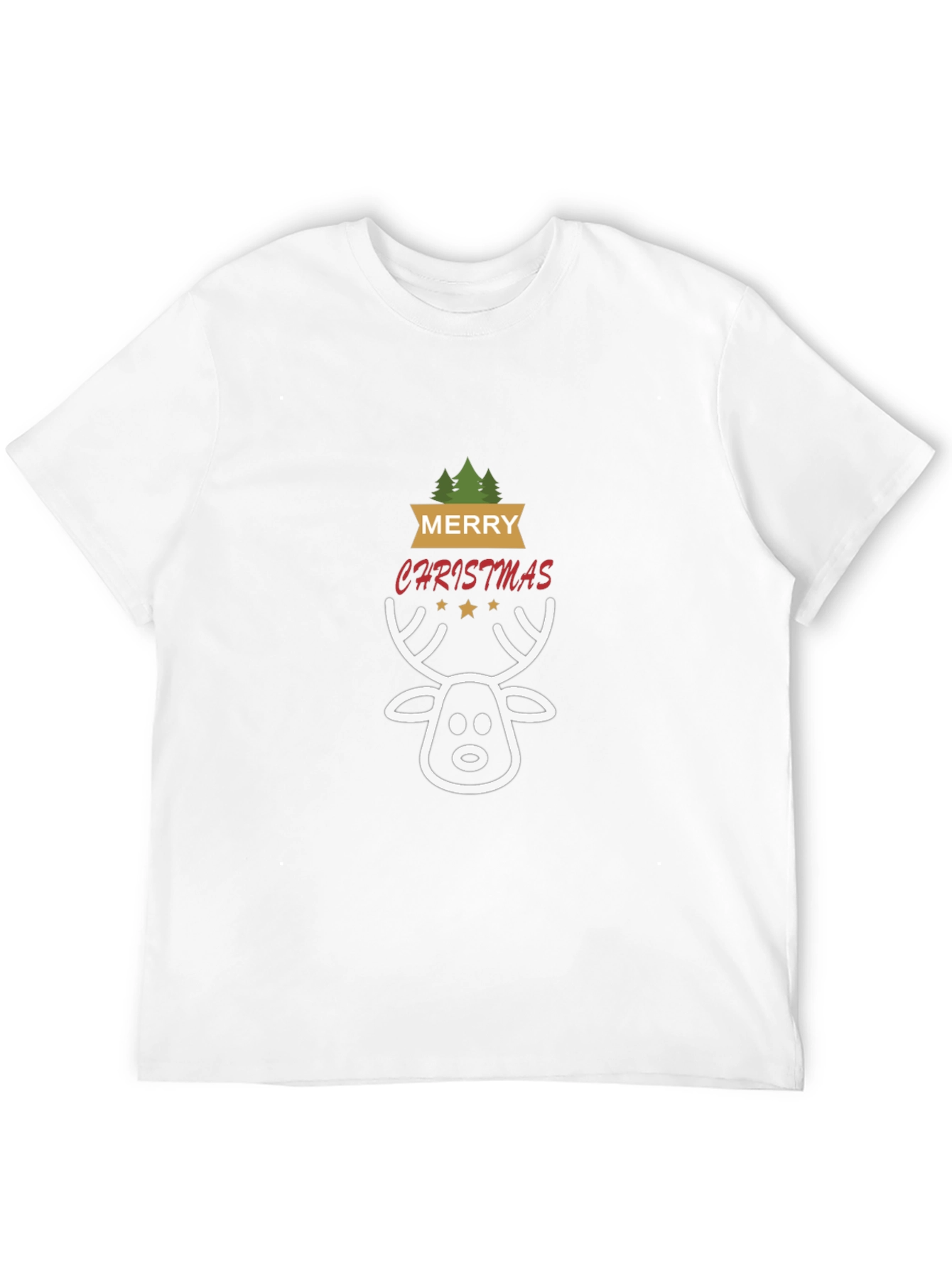 Merry Christmas Reindeer Graphic Tee - Holiday Cheer
