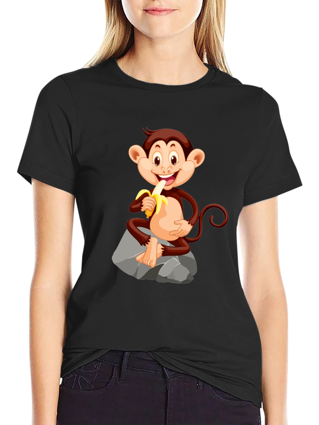Monkey Eating Banana Graphic Tee