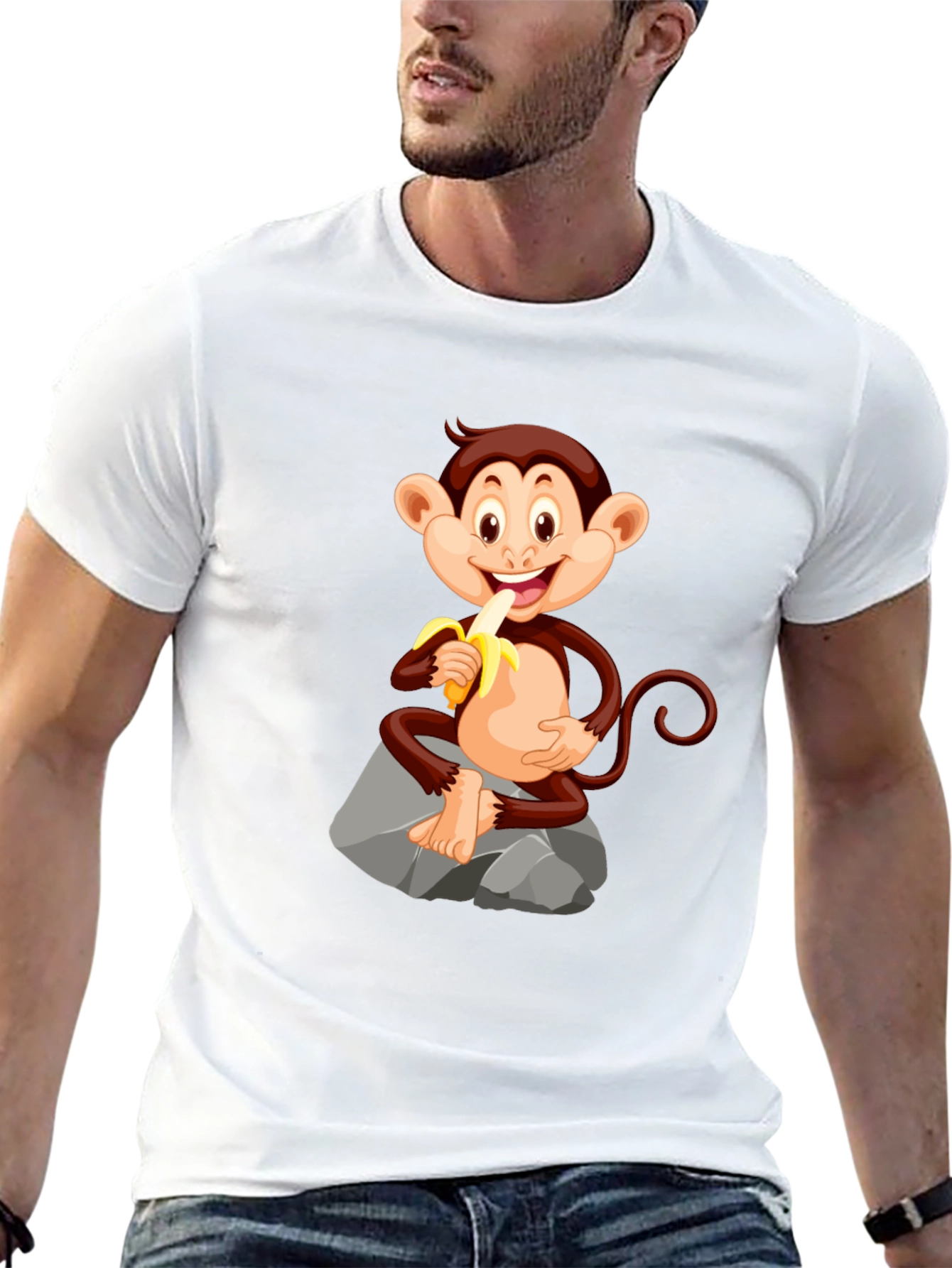 Monkey Eating Banana Graphic Tee