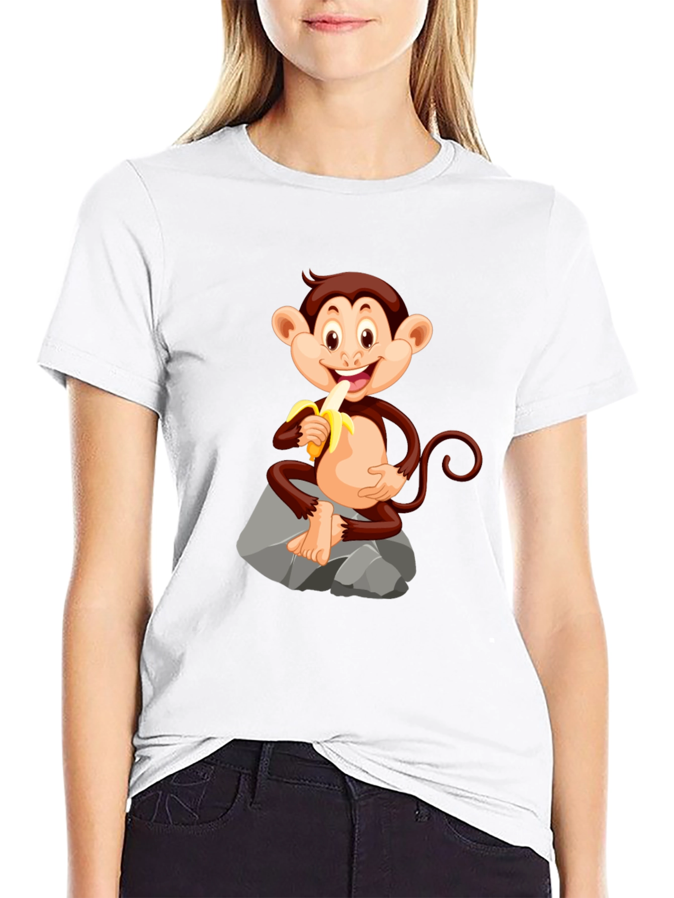 Monkey Eating Banana Graphic Tee