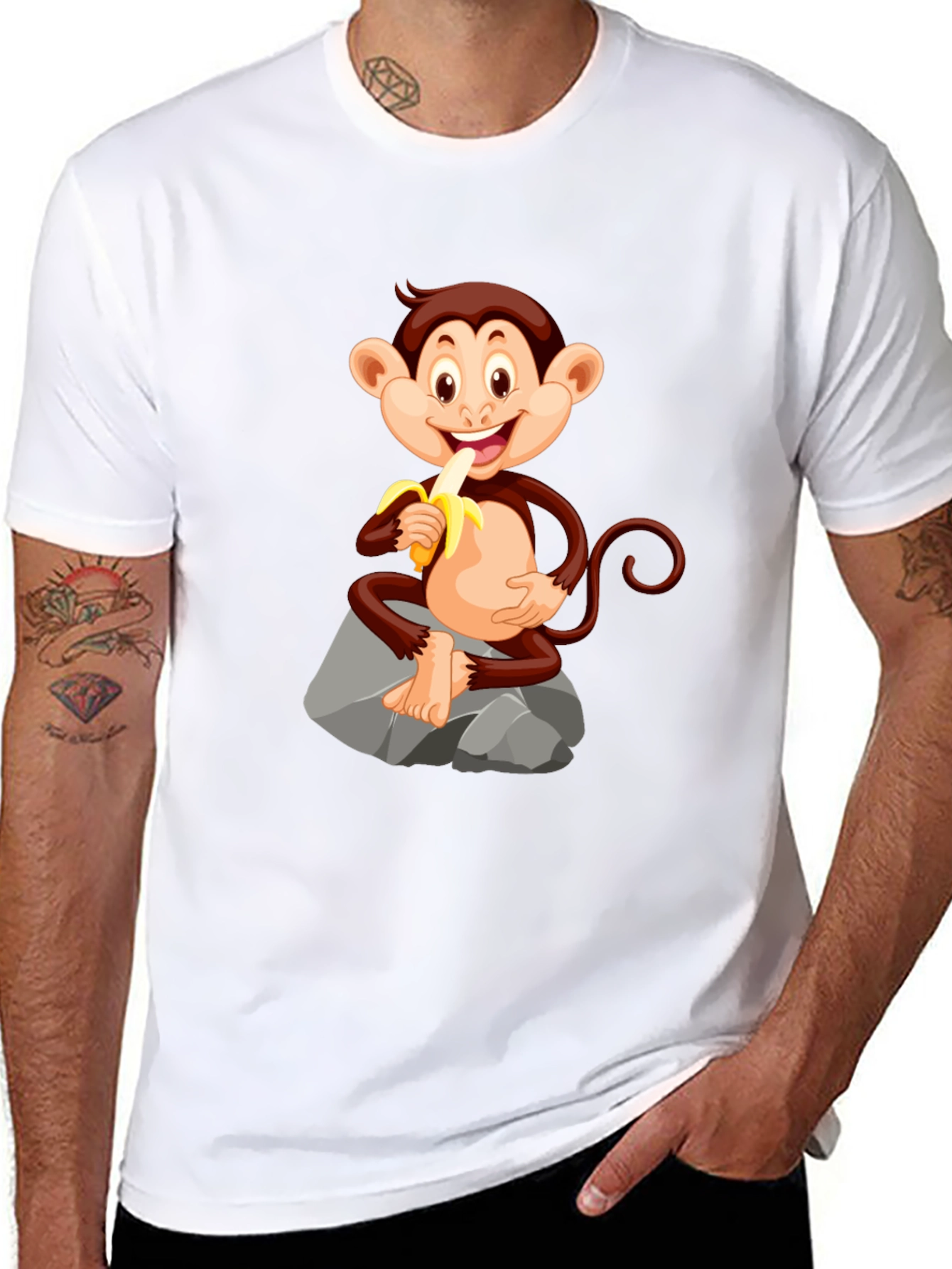 Monkey Eating Banana Graphic Tee