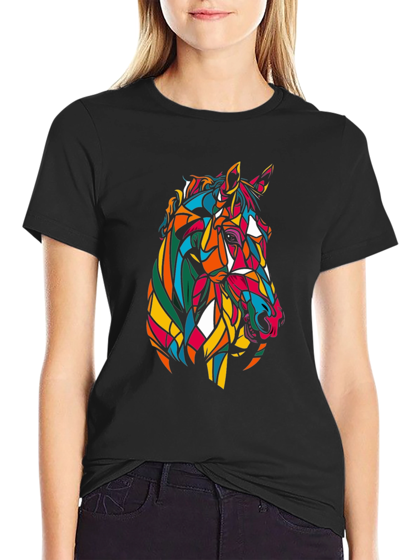 Geometric Horse Graphic Tee - Stylish Mens T-Shirt