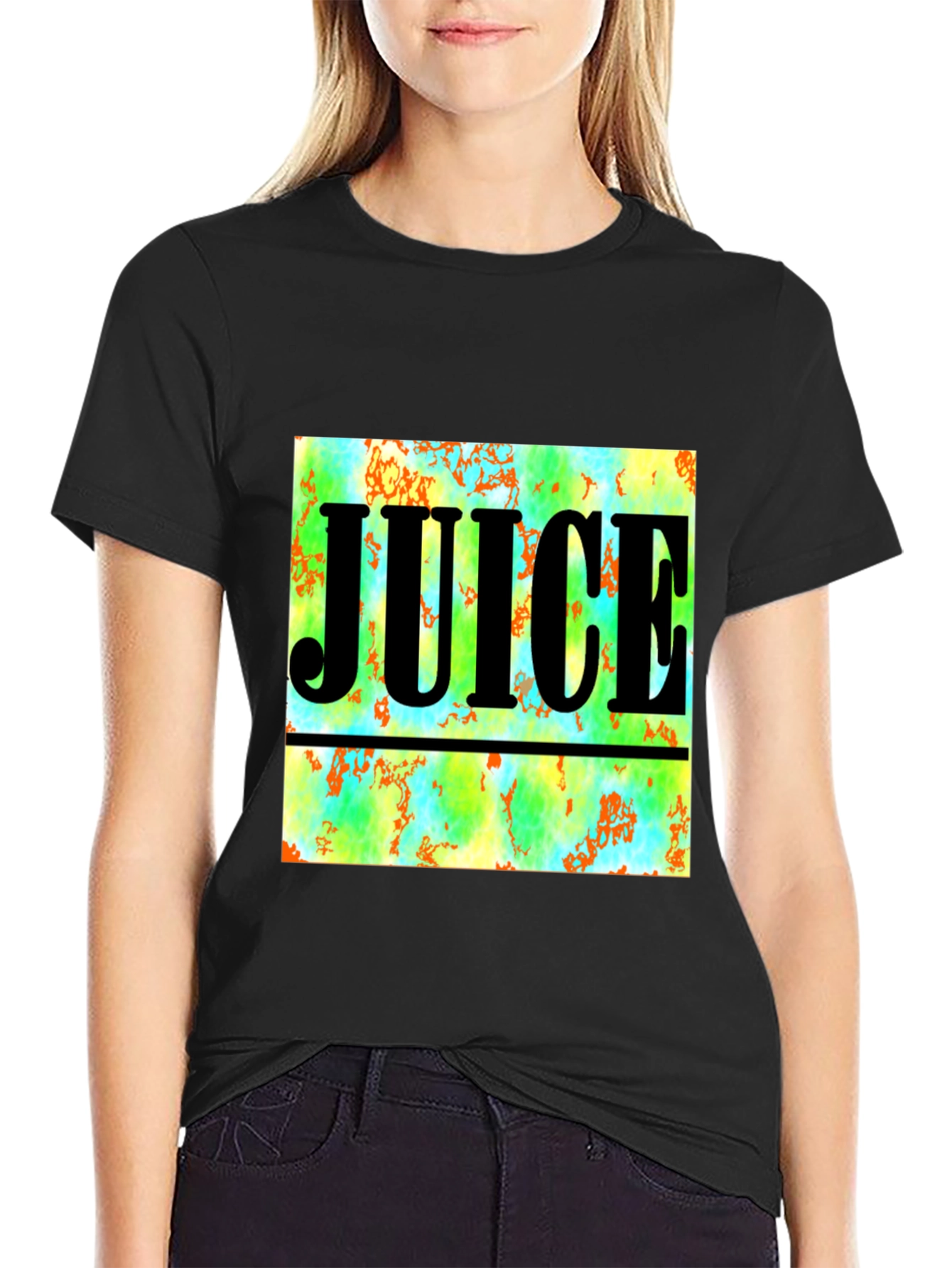 Juice Graphic Tee - Abstract Design Black T-Shirt
