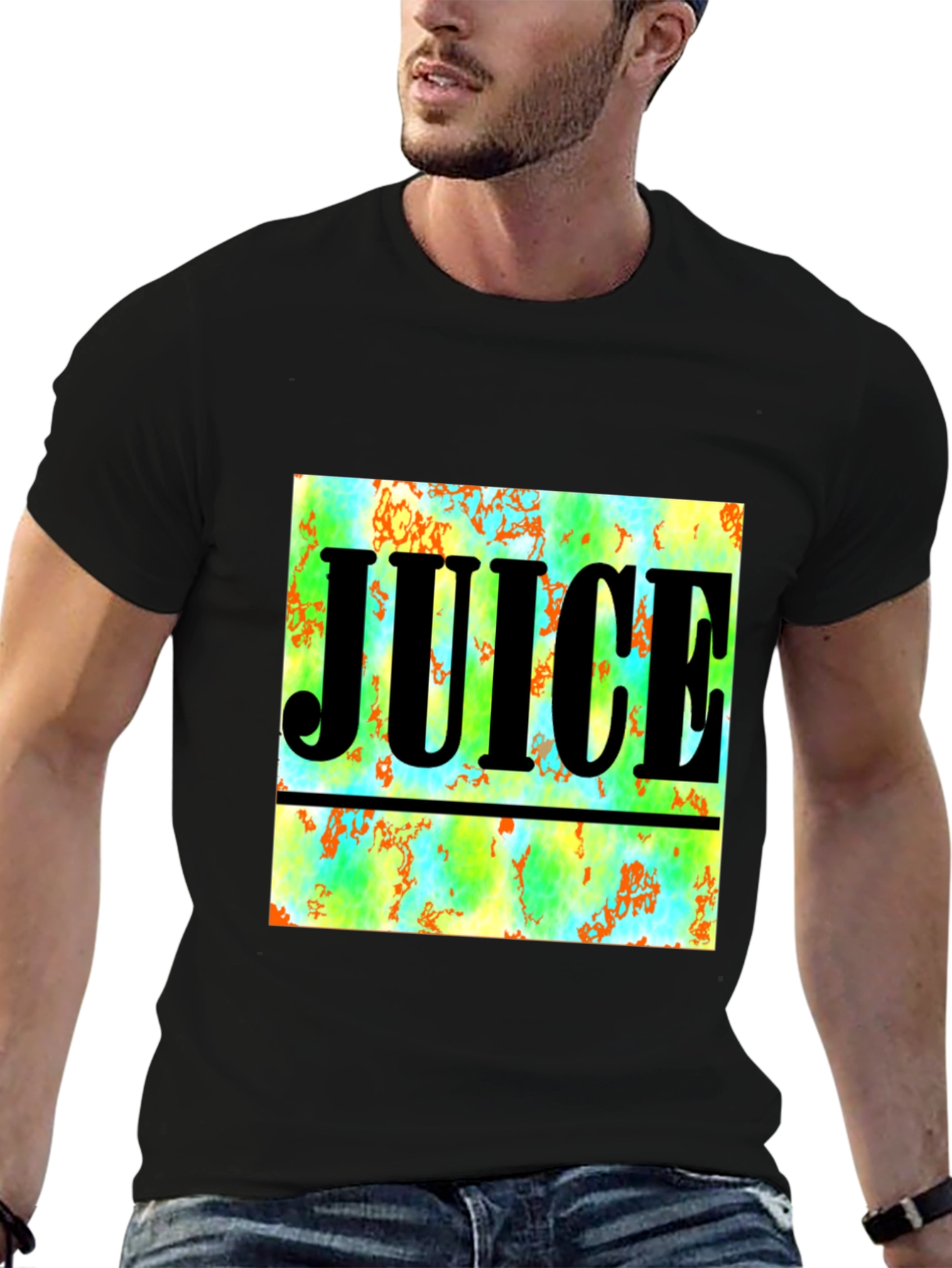 Juice Graphic Tee - Abstract Design Black T-Shirt