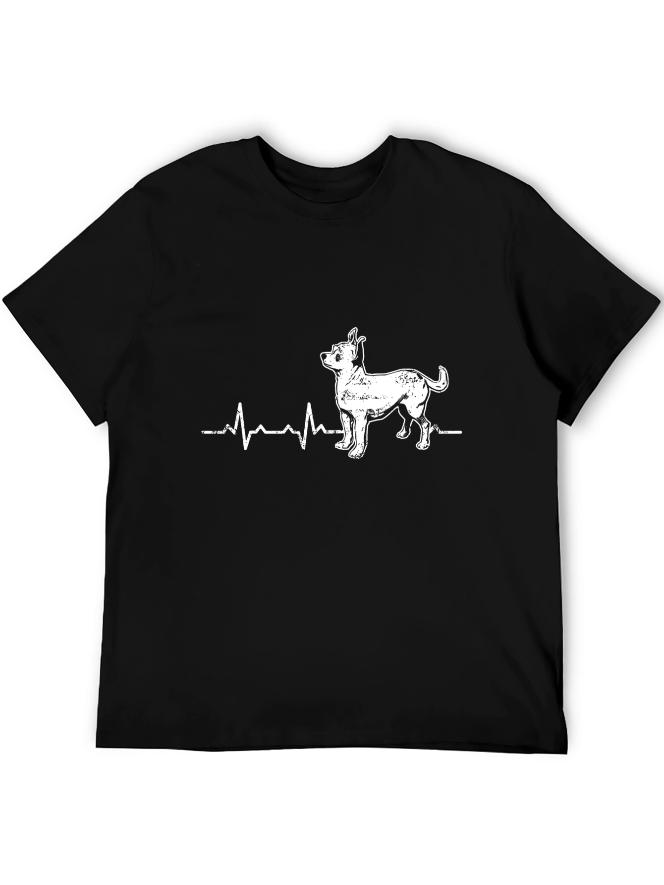 Chihuahua Heartbeat Graphic Tee - Black