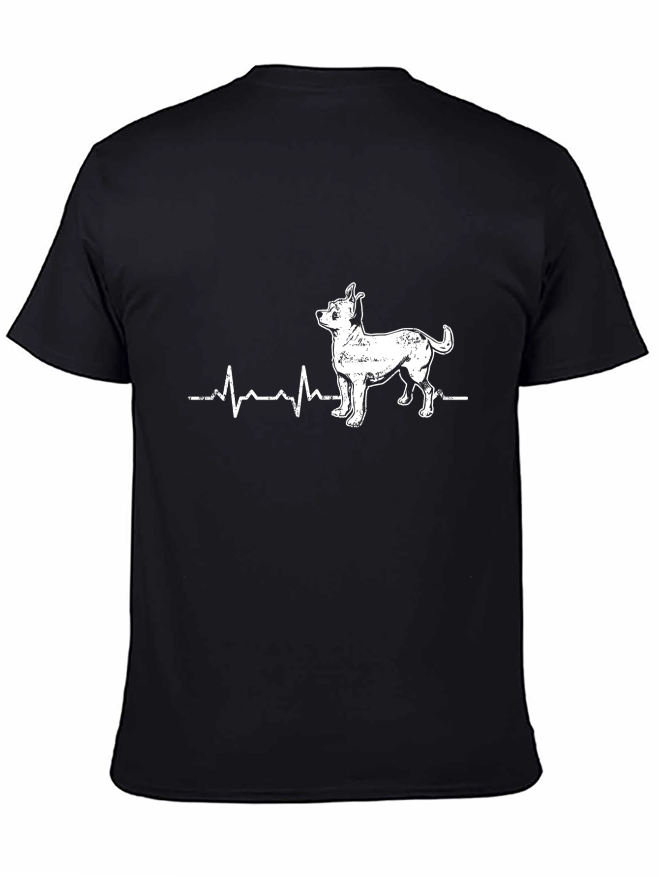 Chihuahua Heartbeat Graphic Tee - Black