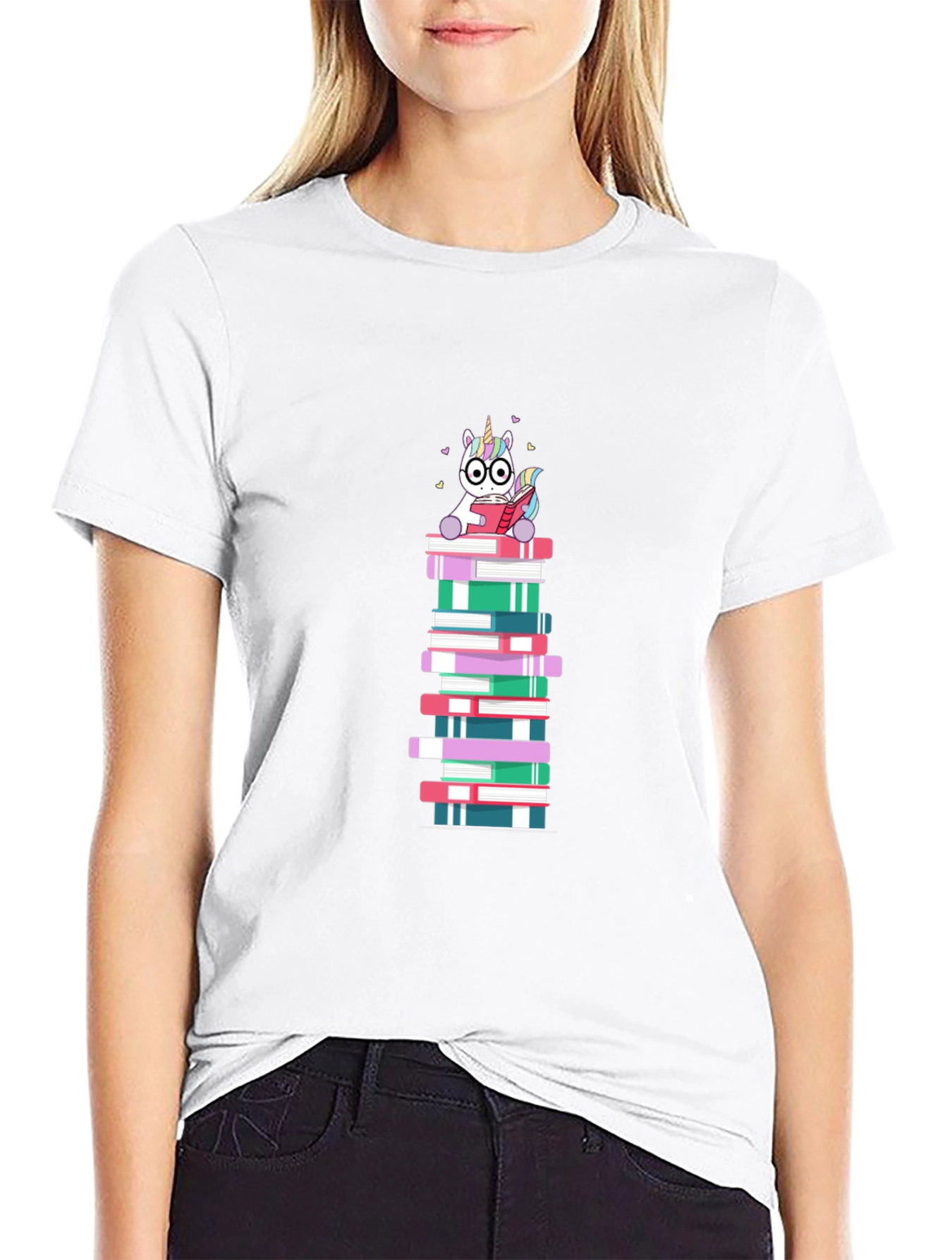 Unicorn Reading on Books T-Shirt