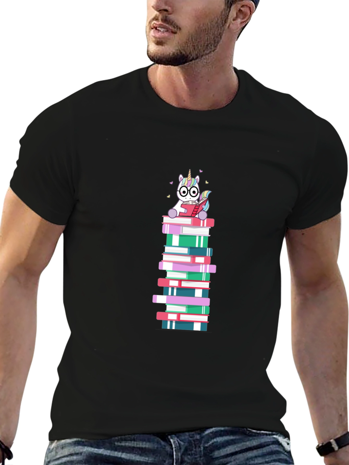 Unicorn Reading on Books T-Shirt